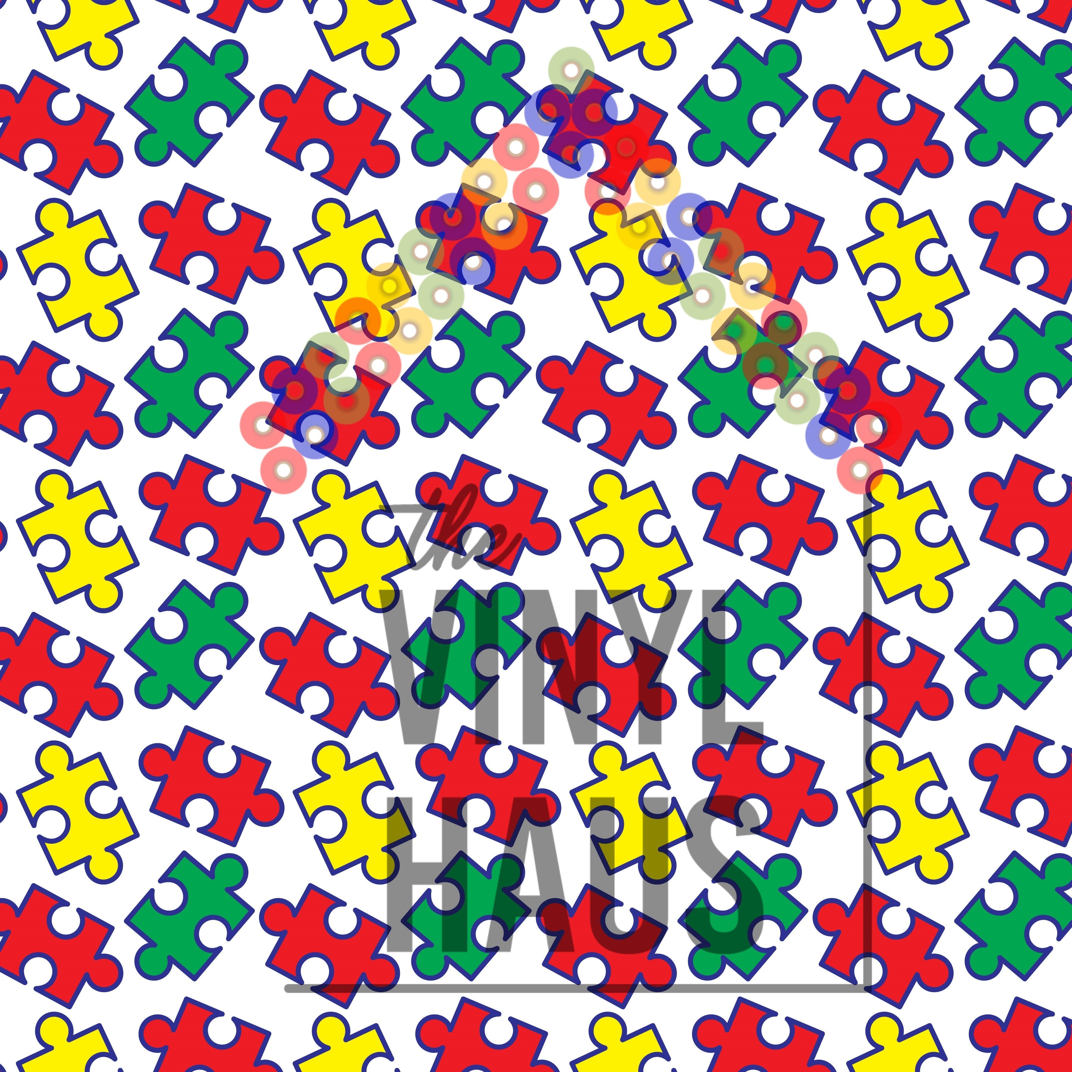 Autism Pieces Pattern Vinyl 12" x 12" - The Vinyl Haus Main image