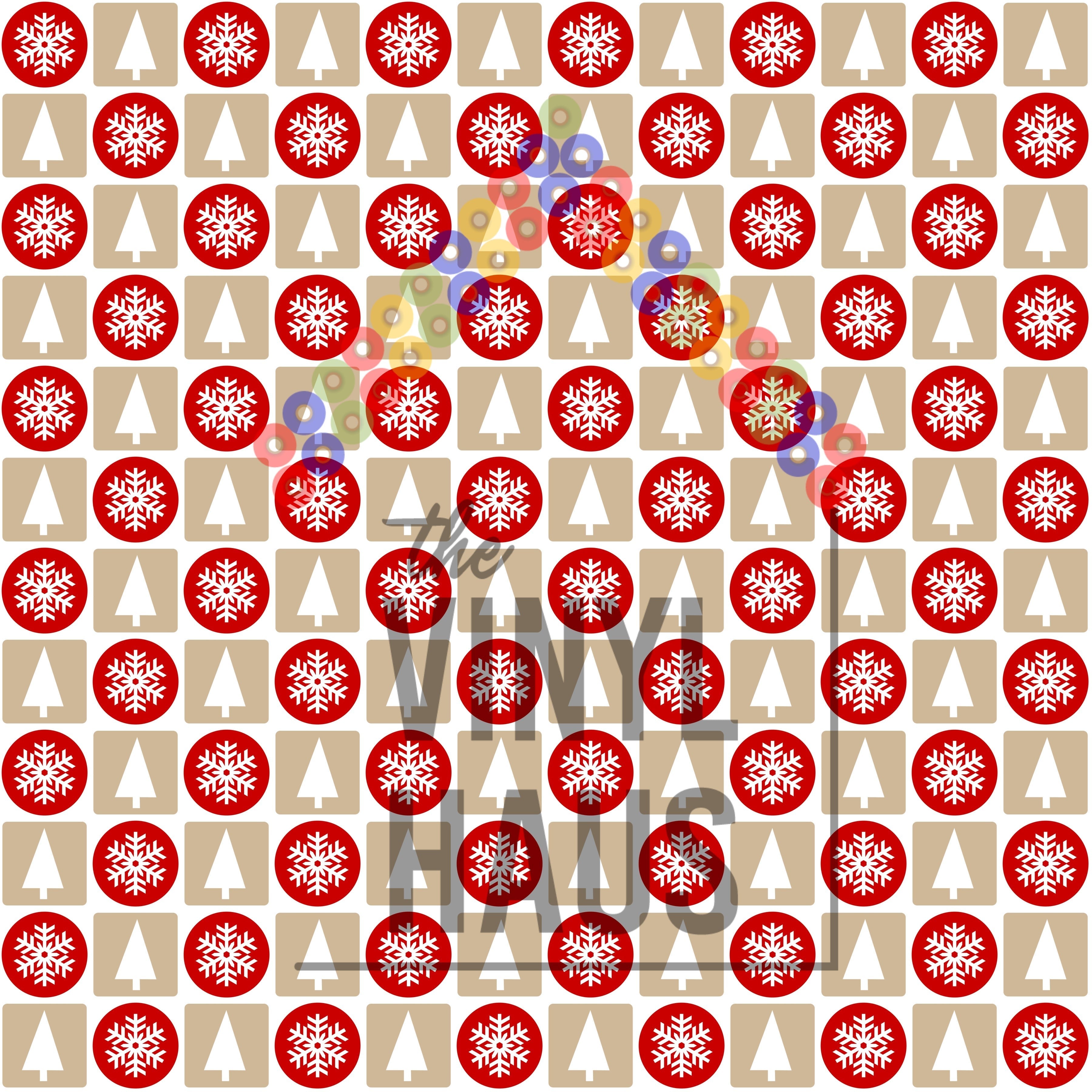 Christmas Tree and Snow Flake Pattern Vinyl 12" x 12" - The Vinyl Haus