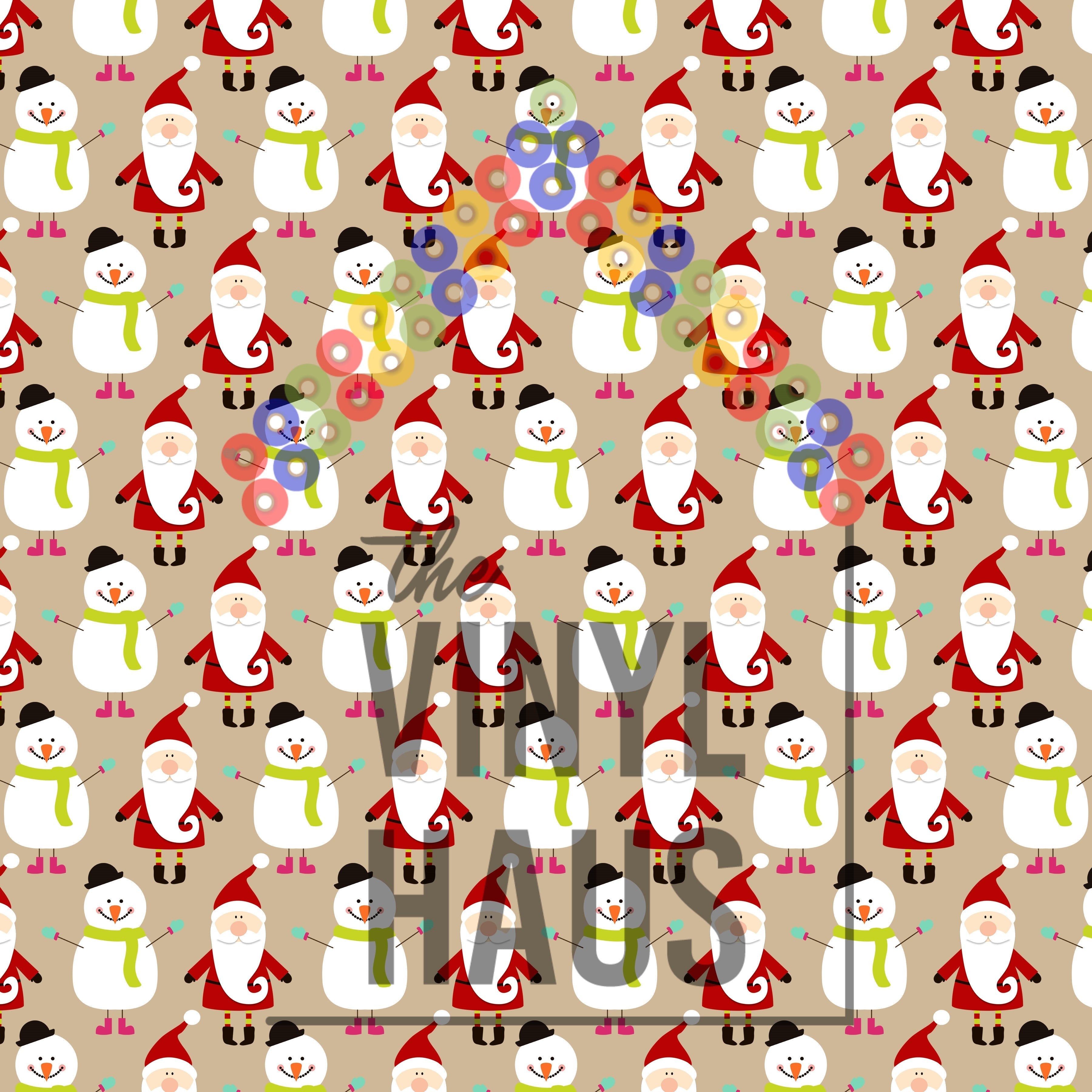 Christmas Santa and Snowman Pattern Vinyl 12" x 12" - The Vinyl Haus Main image