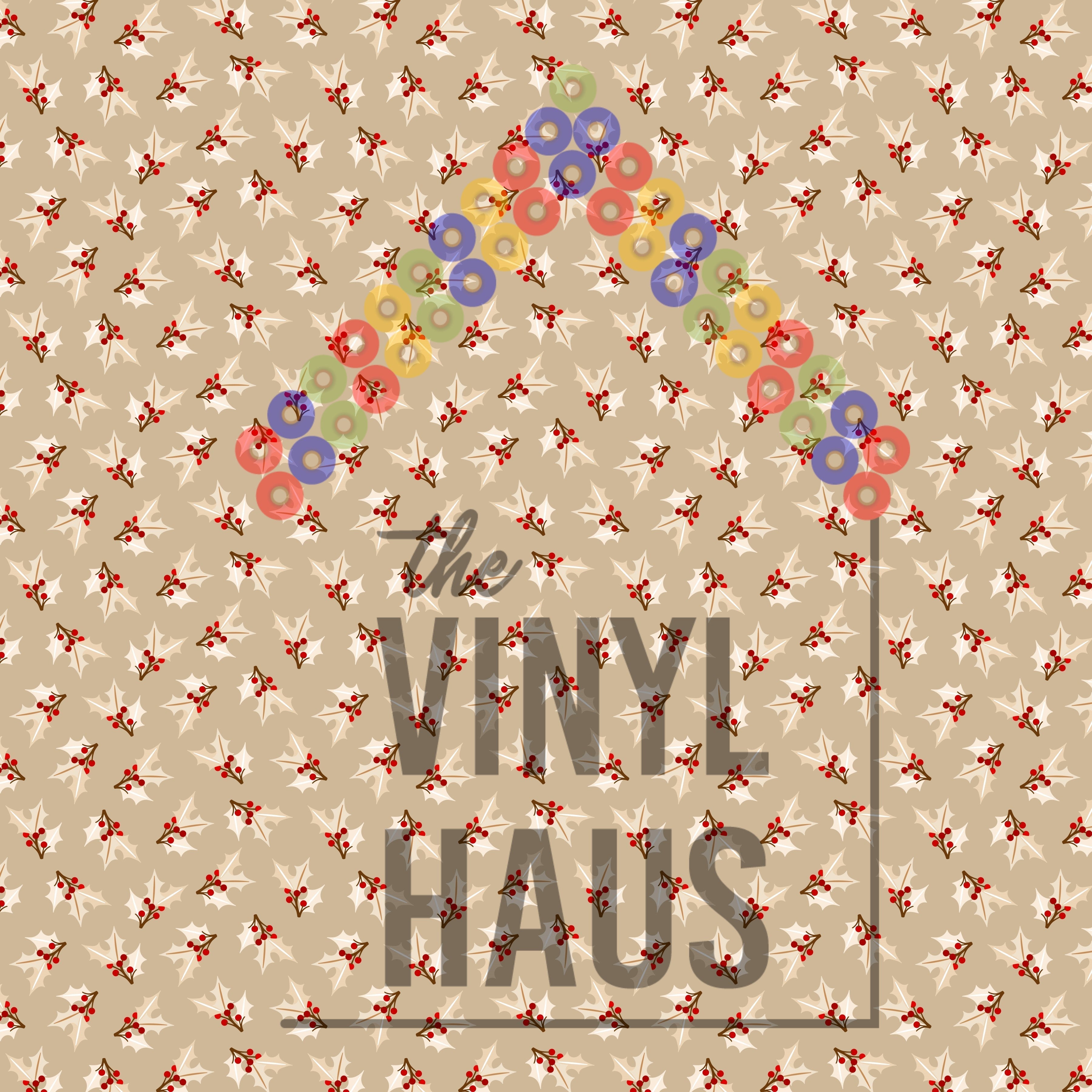 Christmas Holly Pattern Vinyl 12" x 12" - The Vinyl Haus Main image