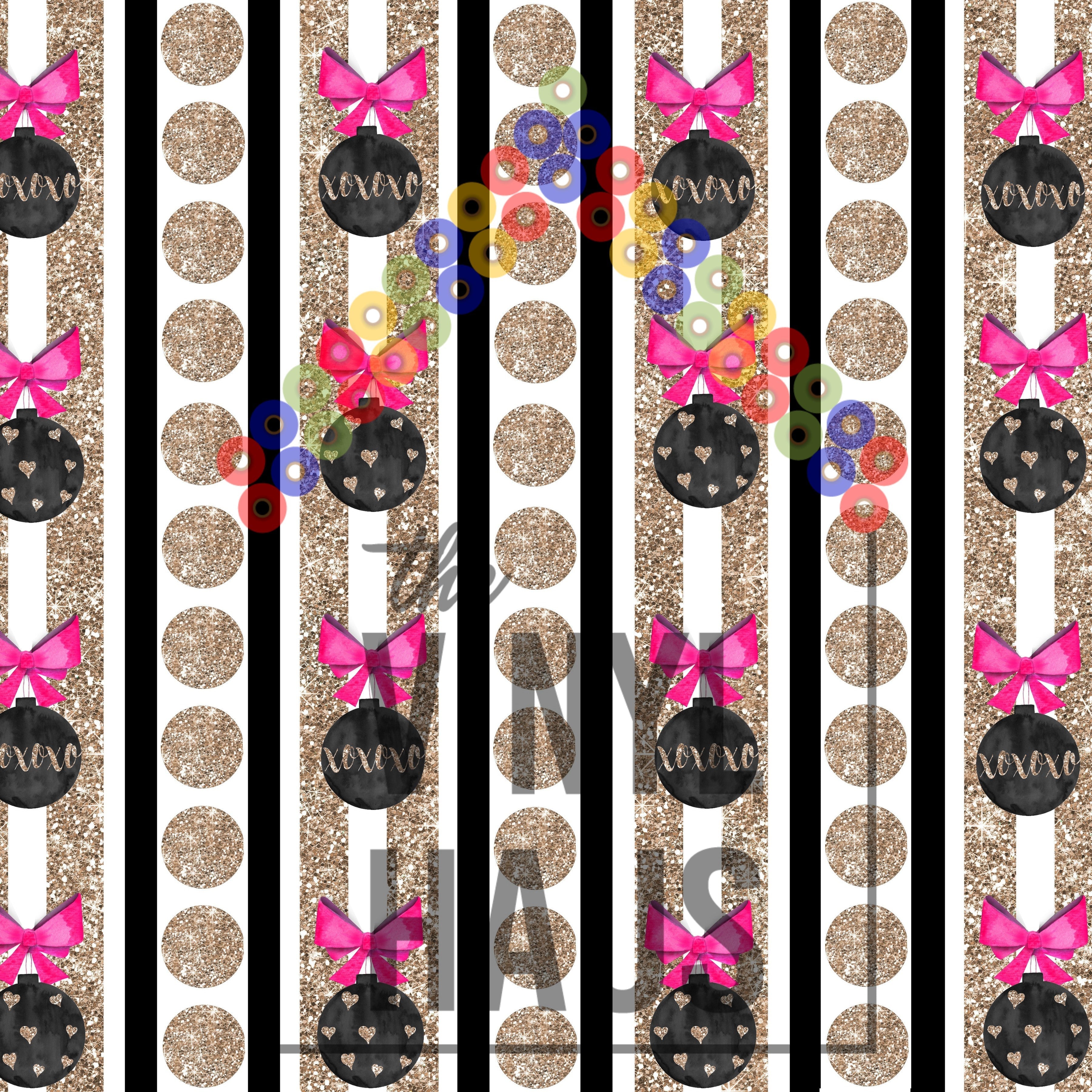 Black Christmas Ornaments Pattern Vinyl 12" x 12" - The Vinyl Haus