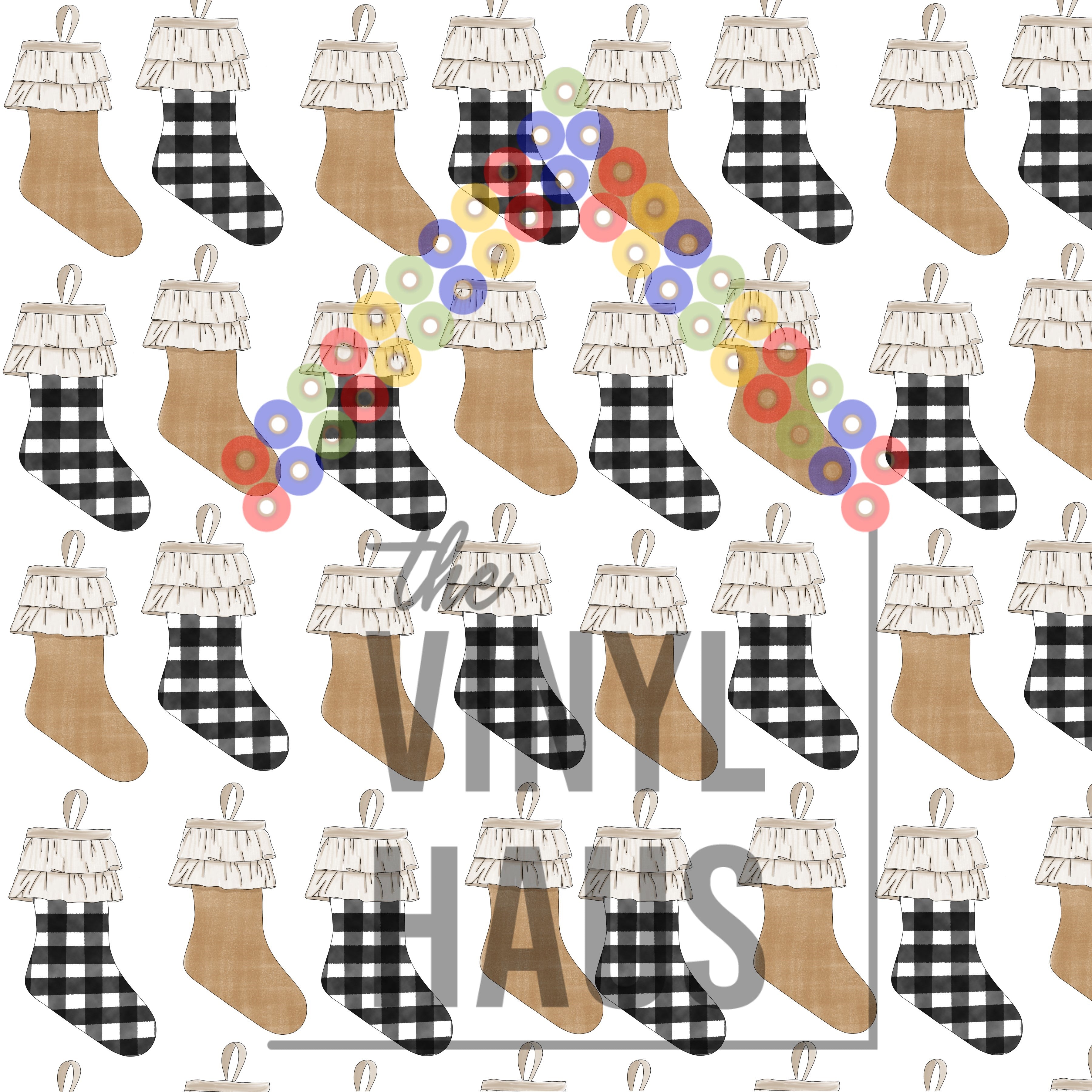 Christmas Stockings Pattern Vinyl 12" x 12" - The Vinyl Haus Main image
