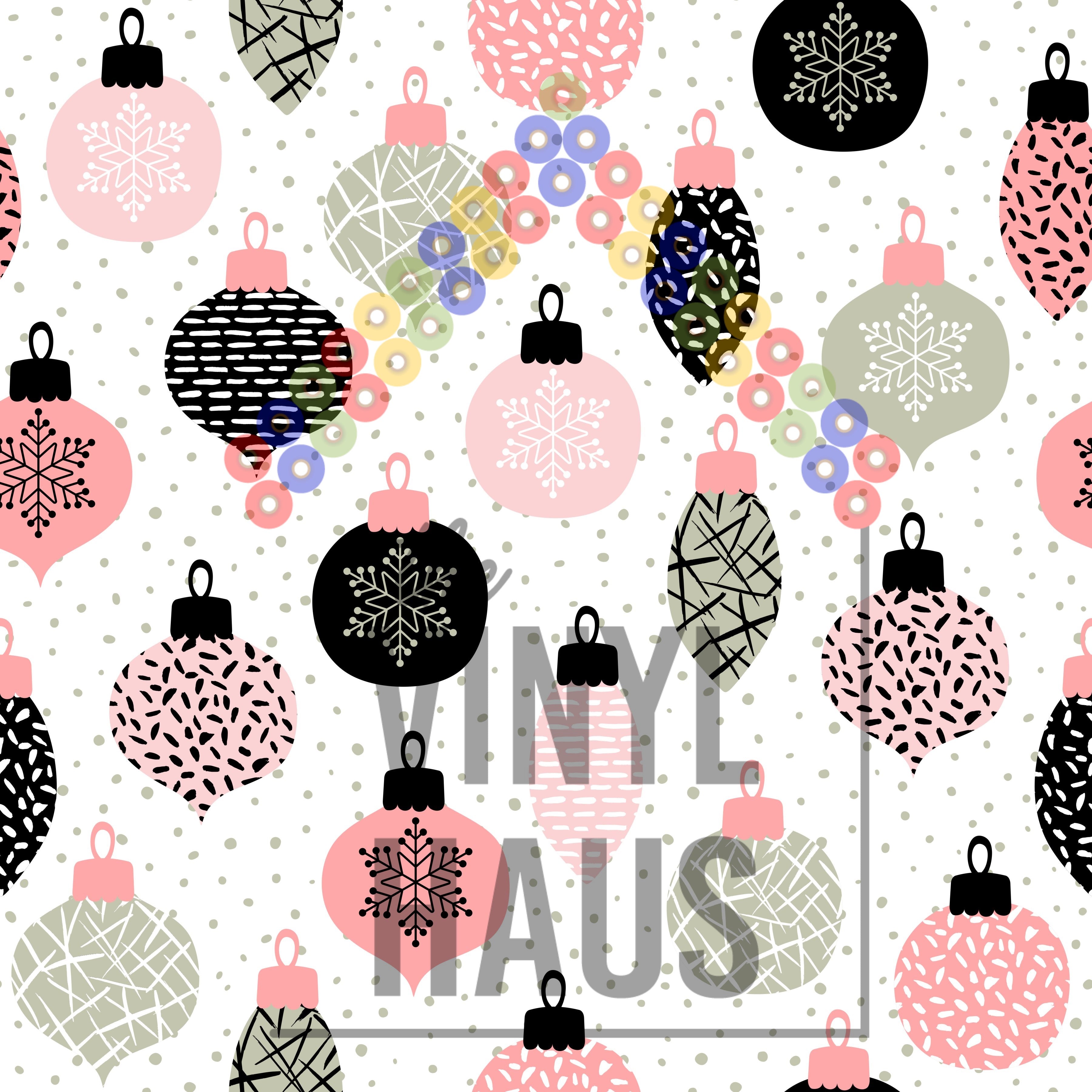 Pink Christmas Ornaments Pattern Vinyl 12" x 12" - The Vinyl Haus Main image