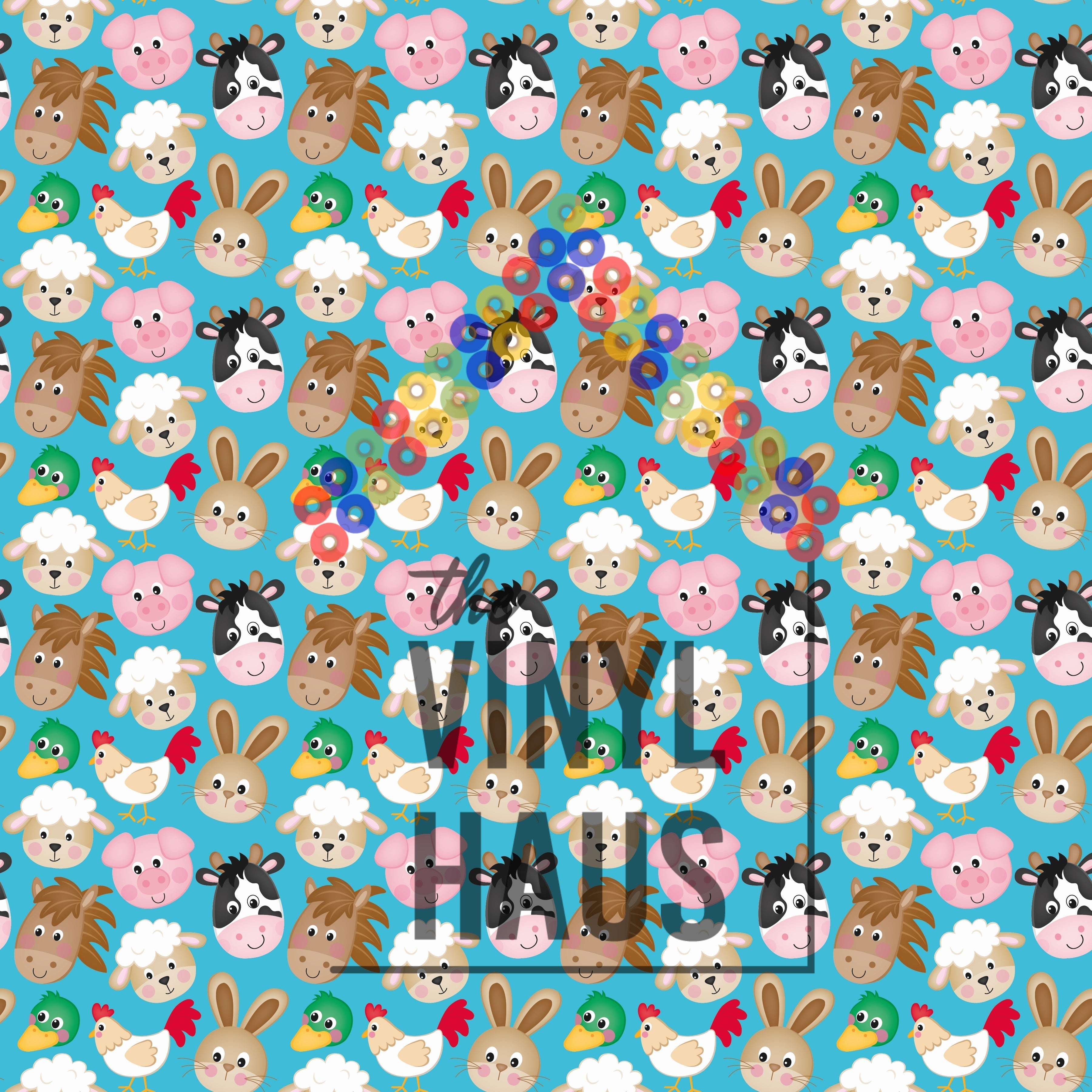Farm Animals Pattern Vinyl 12" x 12" - The Vinyl Haus Main image