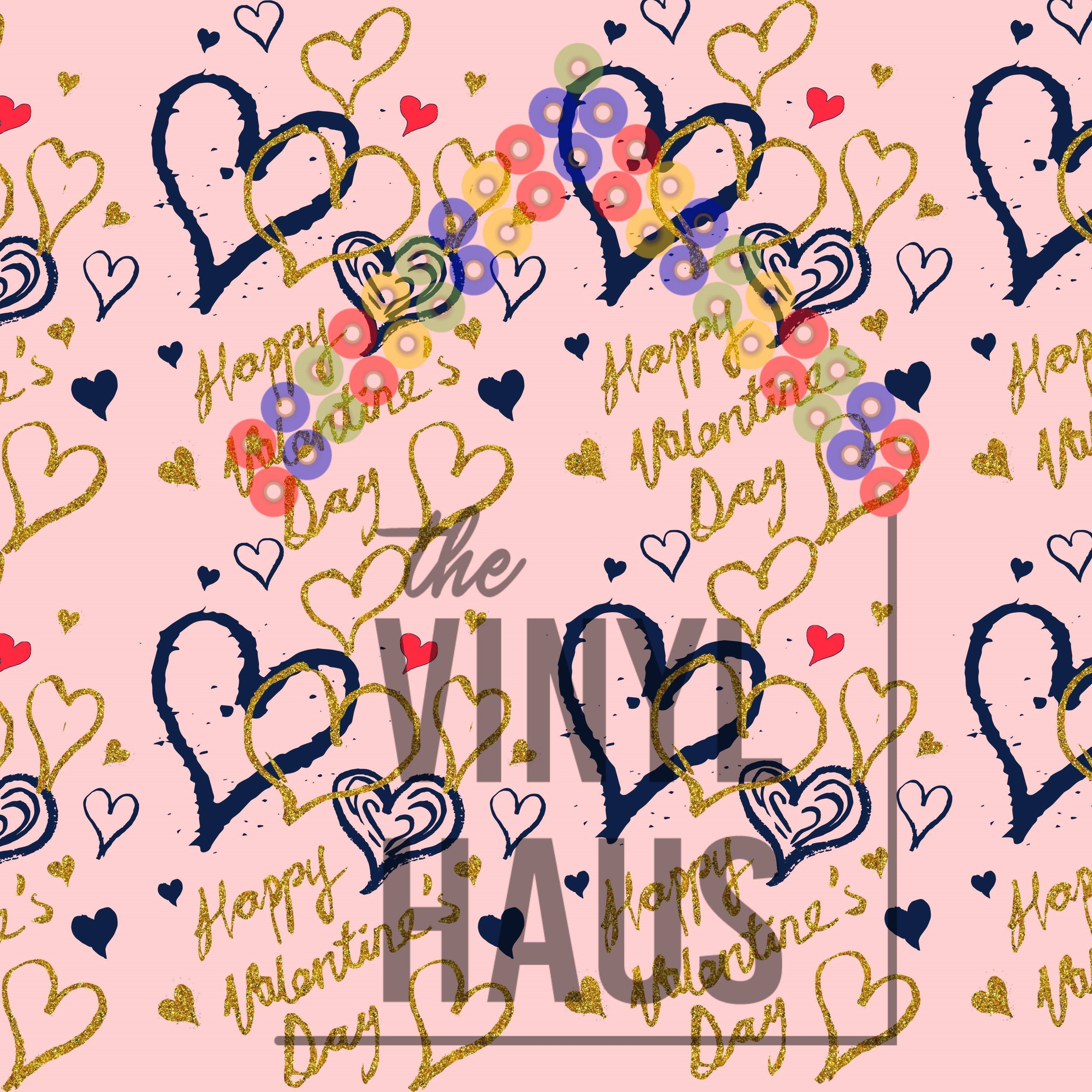 Happy Valentine's Day Hearts Pattern Vinyl 12" x 12" - The Vinyl Haus Main image