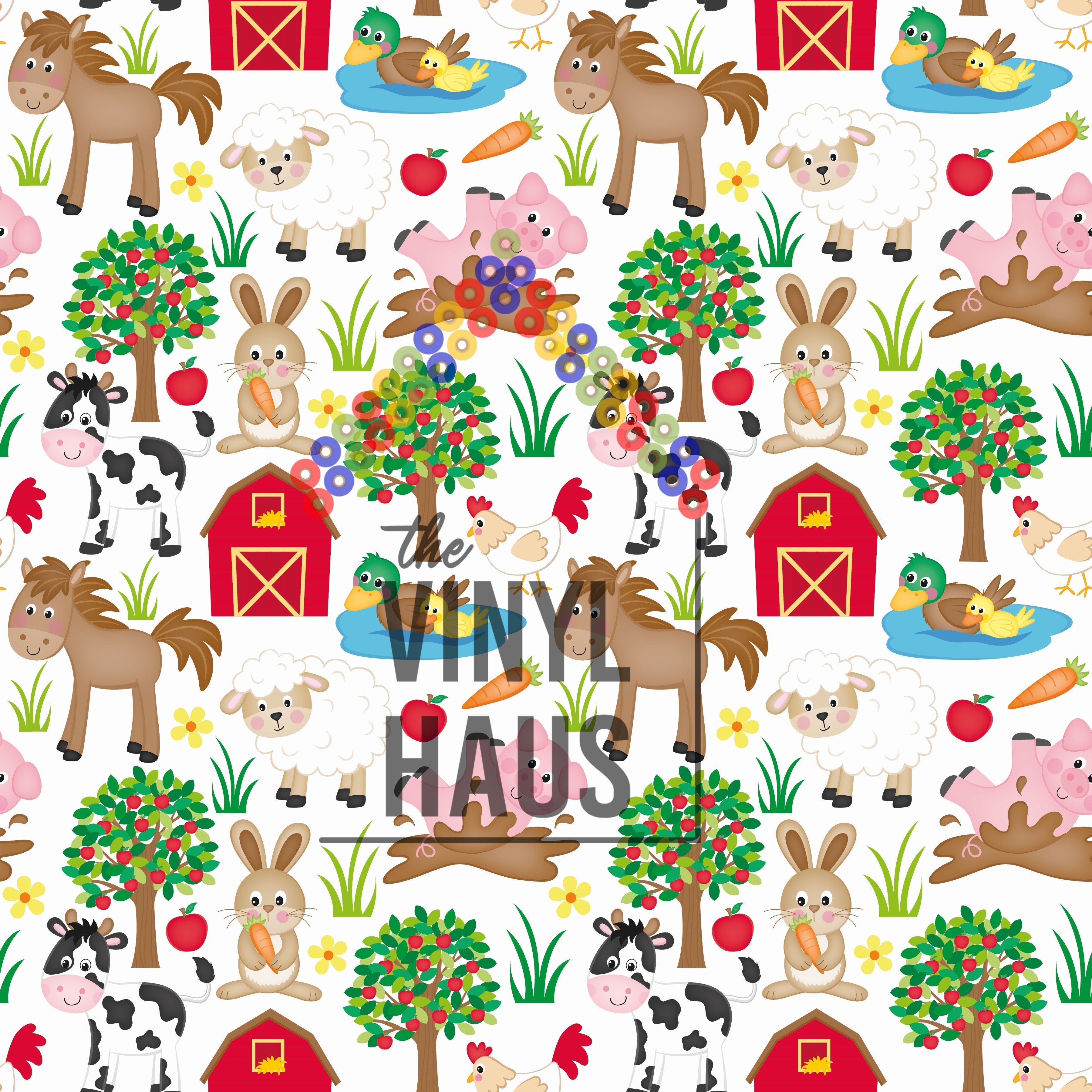 Farm Life Pattern Vinyl 12" x 12" - The Vinyl Haus Main image