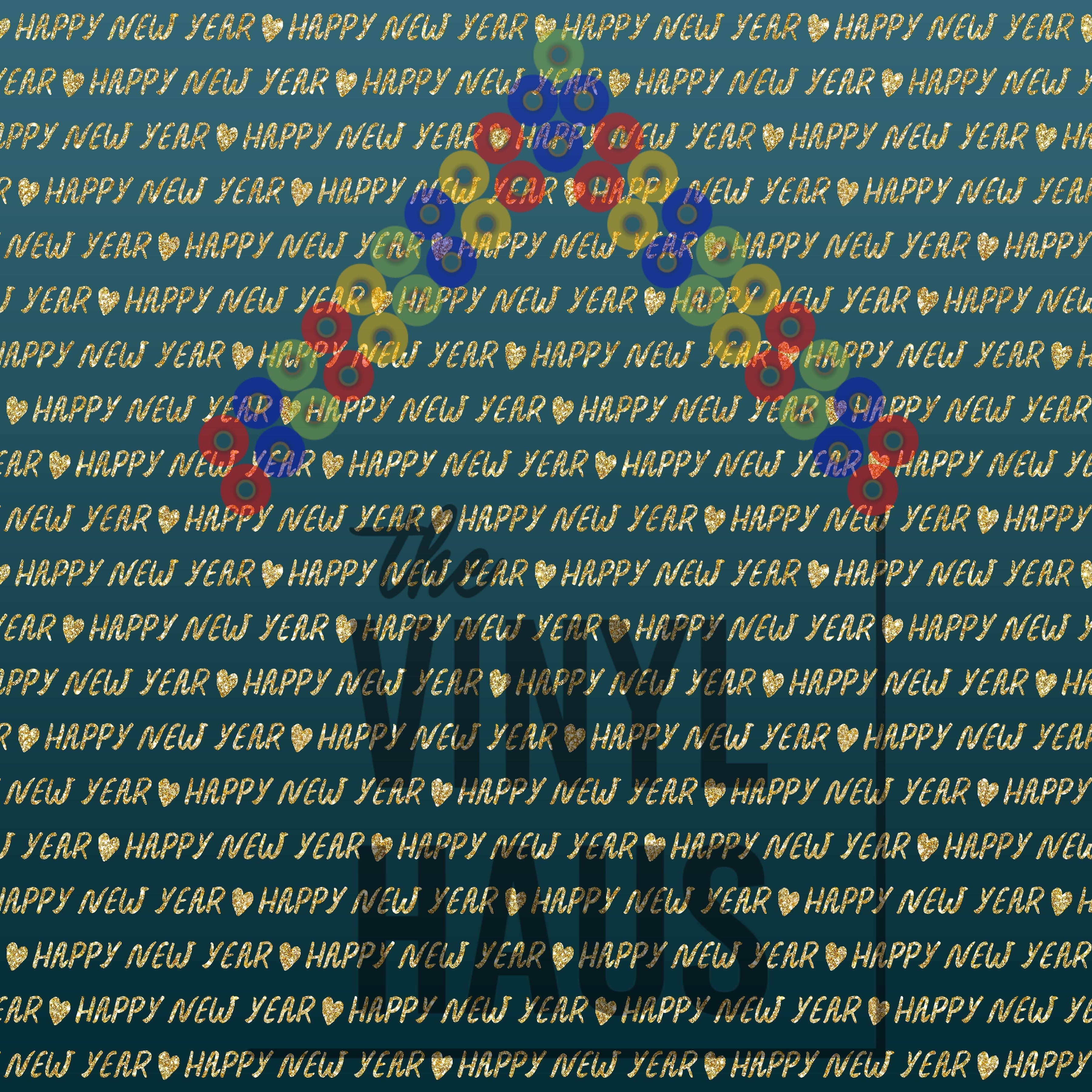 Happy New Year Gold writing Pattern Vinyl 12" x 12" - The Vinyl Haus