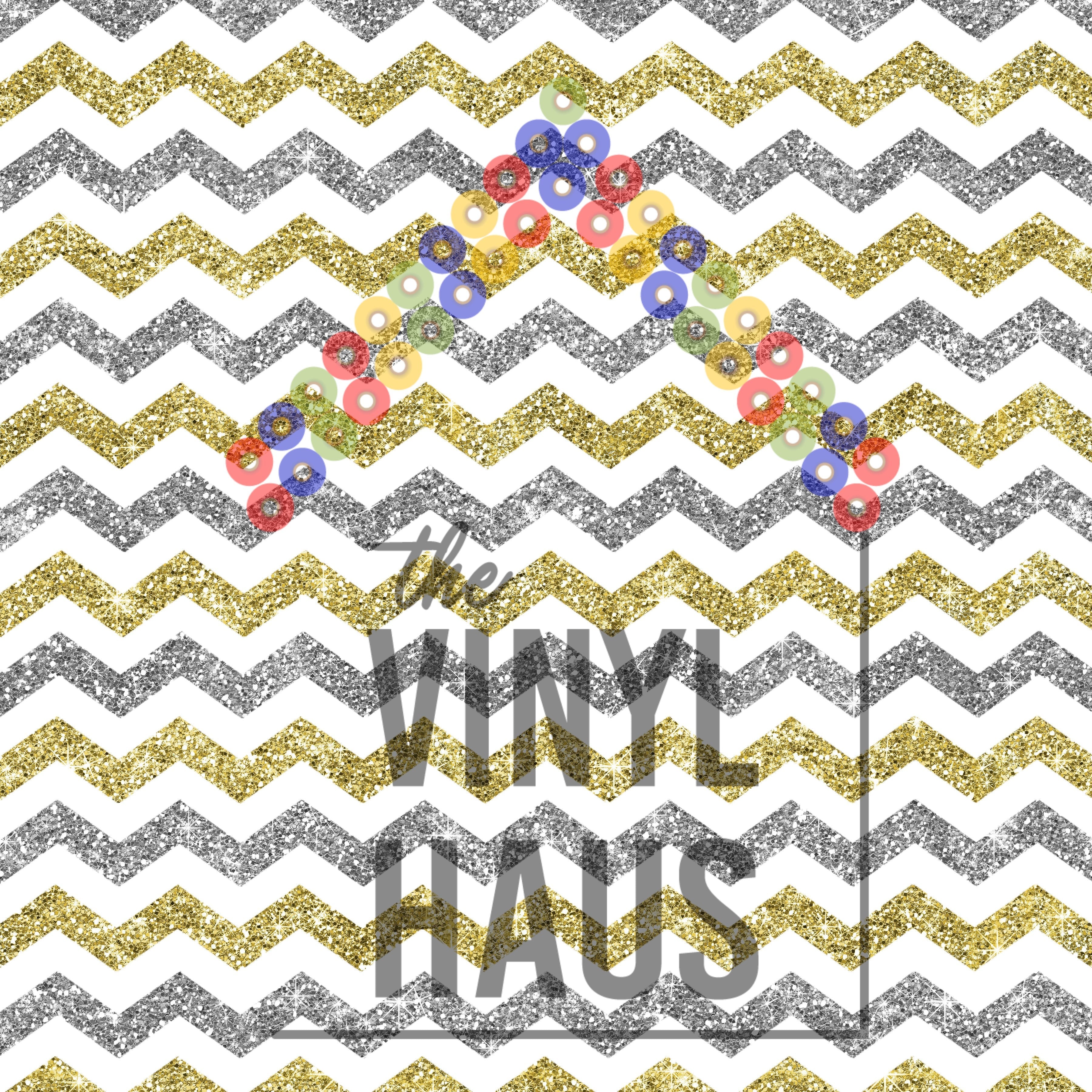 Glitter Chevron White Background Pattern Vinyl 12" x 12" - The Vinyl Haus Main image