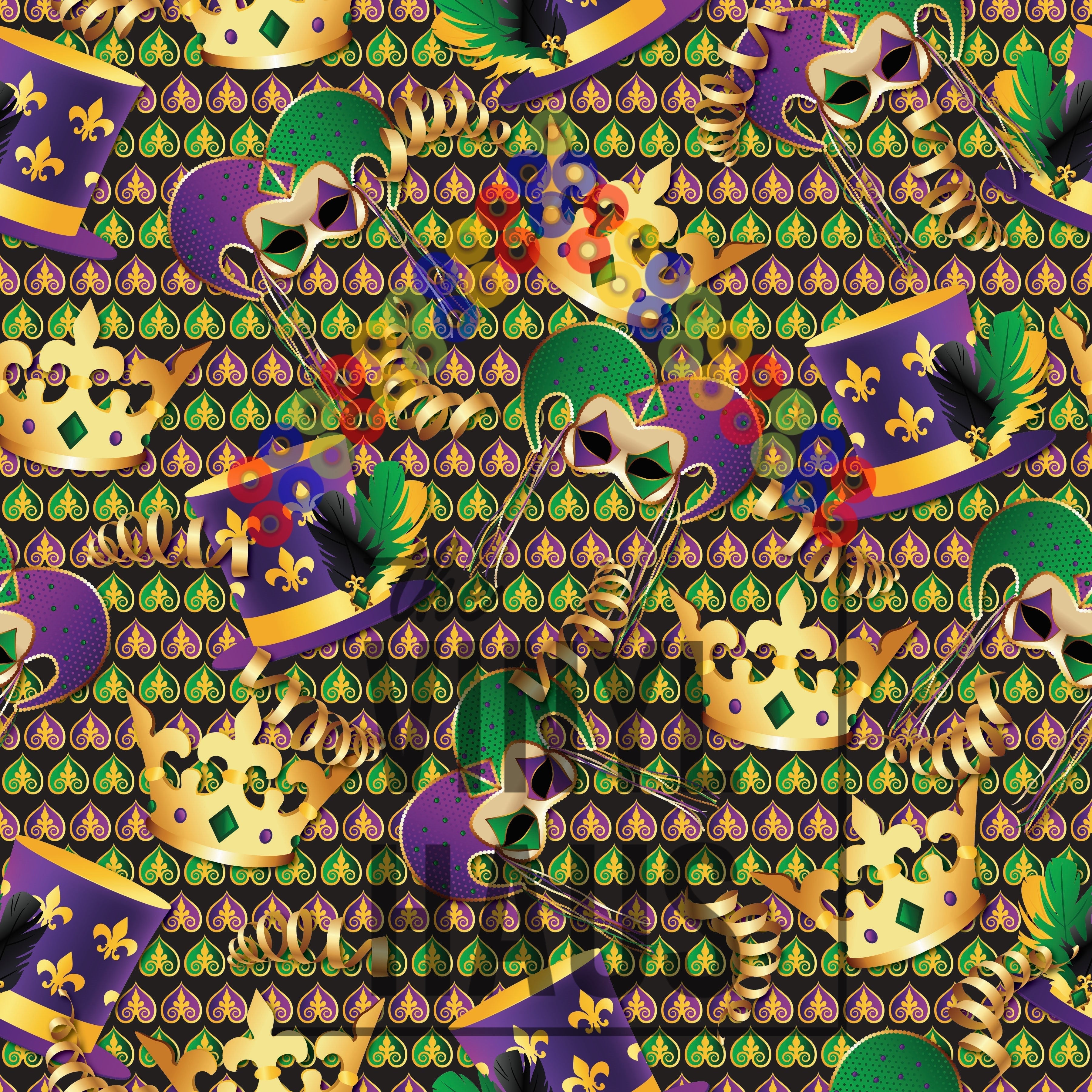 Mardi Gras Mask Pattern Vinyl 12" x 12" - The Vinyl Haus Main image