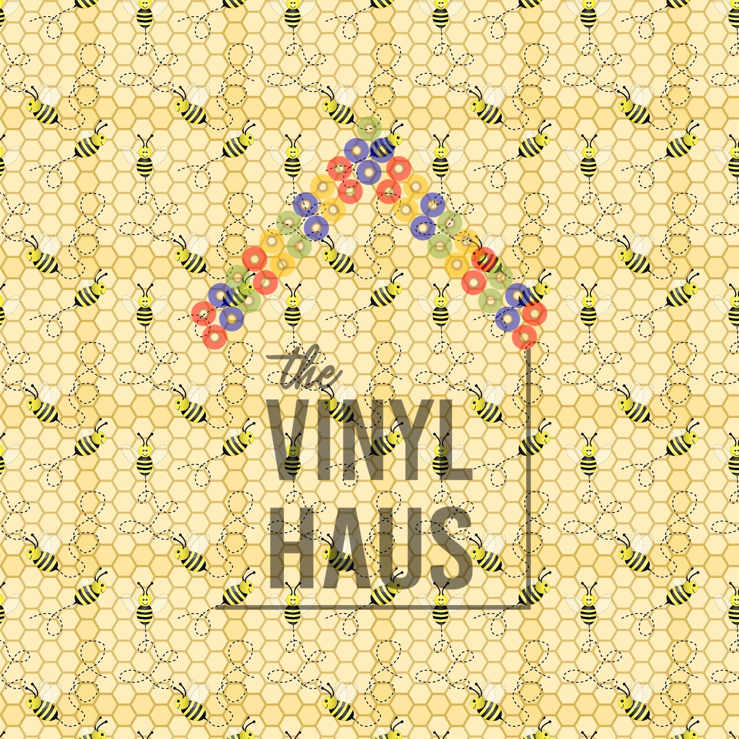 Bees on Honeycomb Pattern Vinyl 12" x 12" - The Vinyl Haus Main image