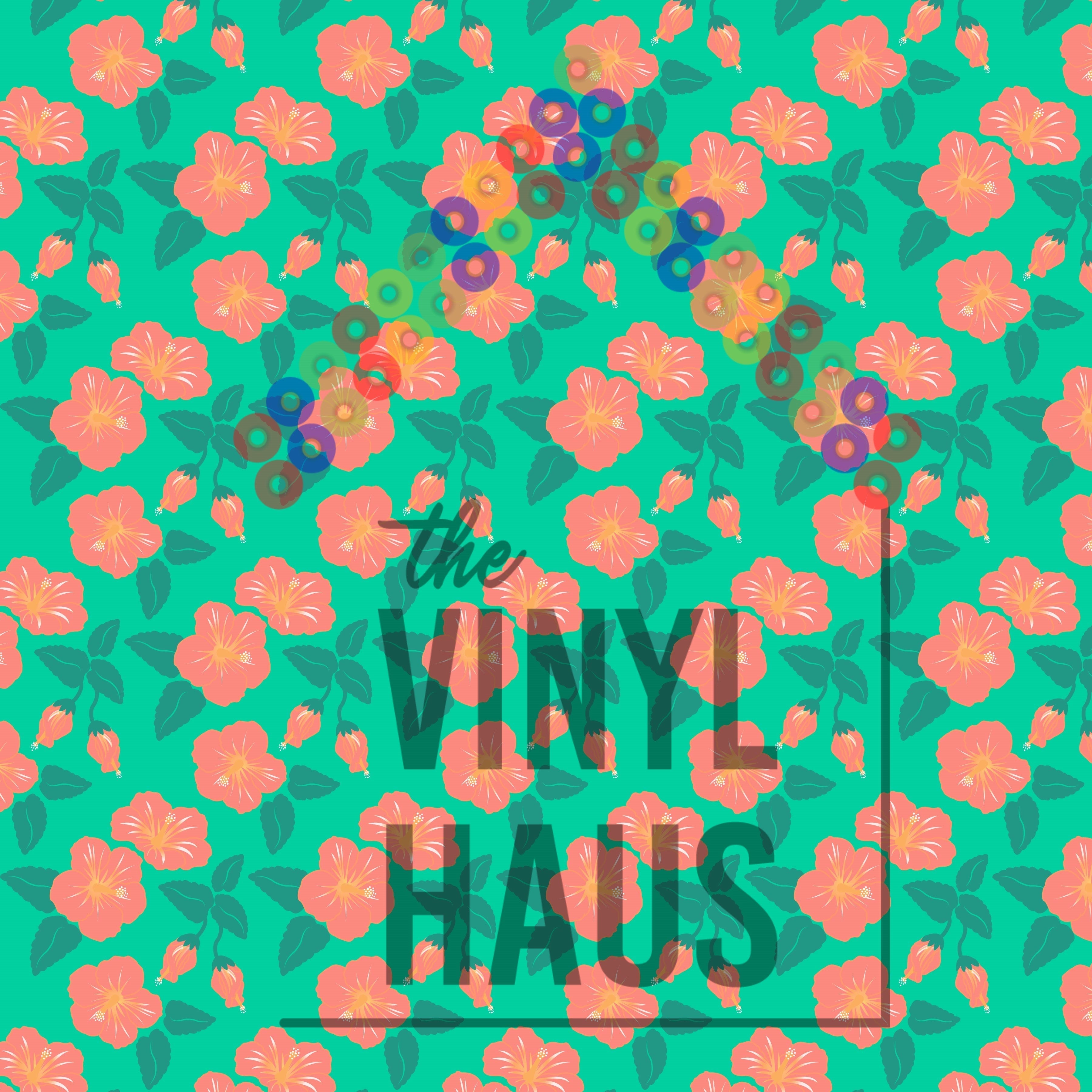 Floral With Green background Pattern Vinyl 12" x 12" - The Vinyl Haus Main image