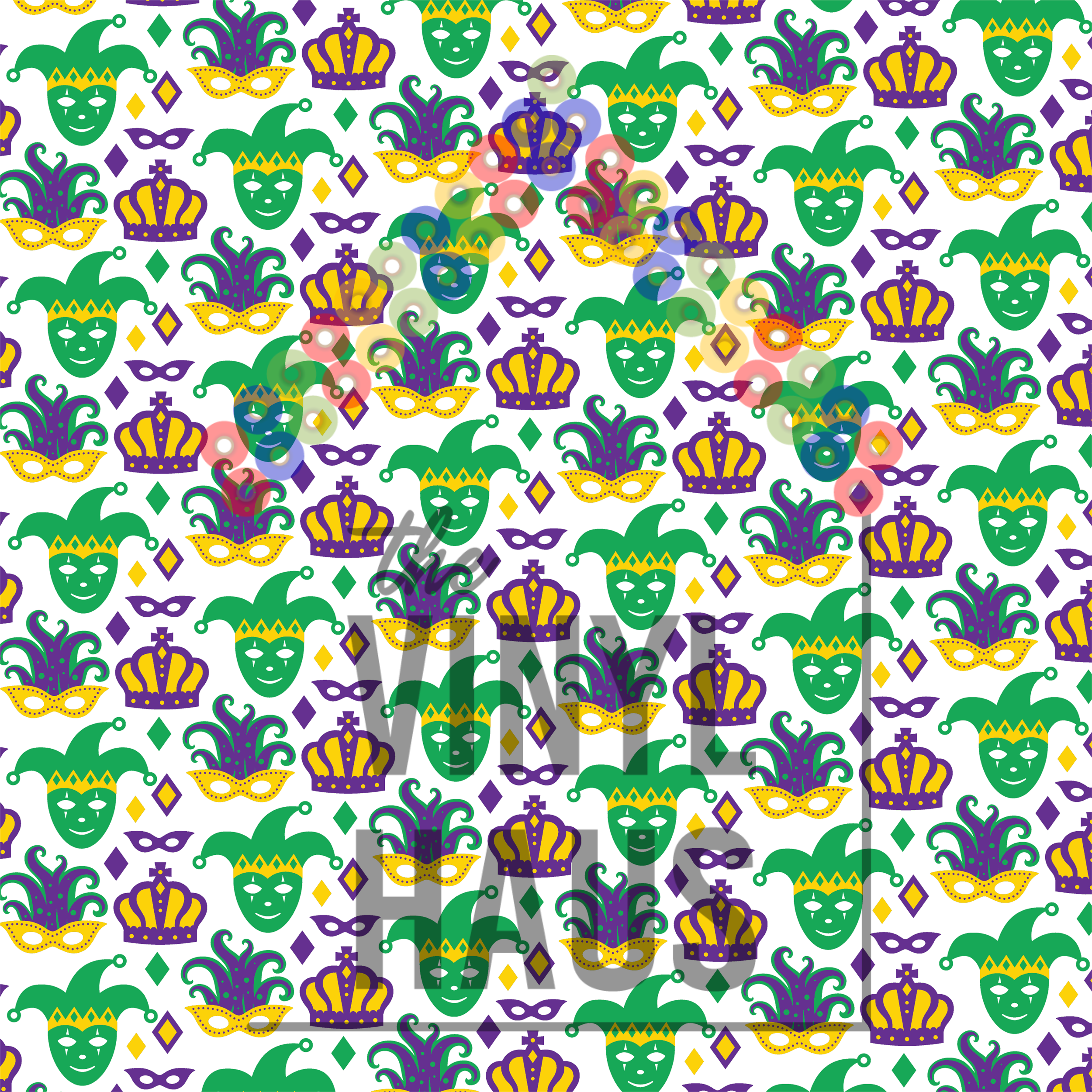 Mardi Gras Pattern Vinyl 12" x 12" - The Vinyl Haus Main image