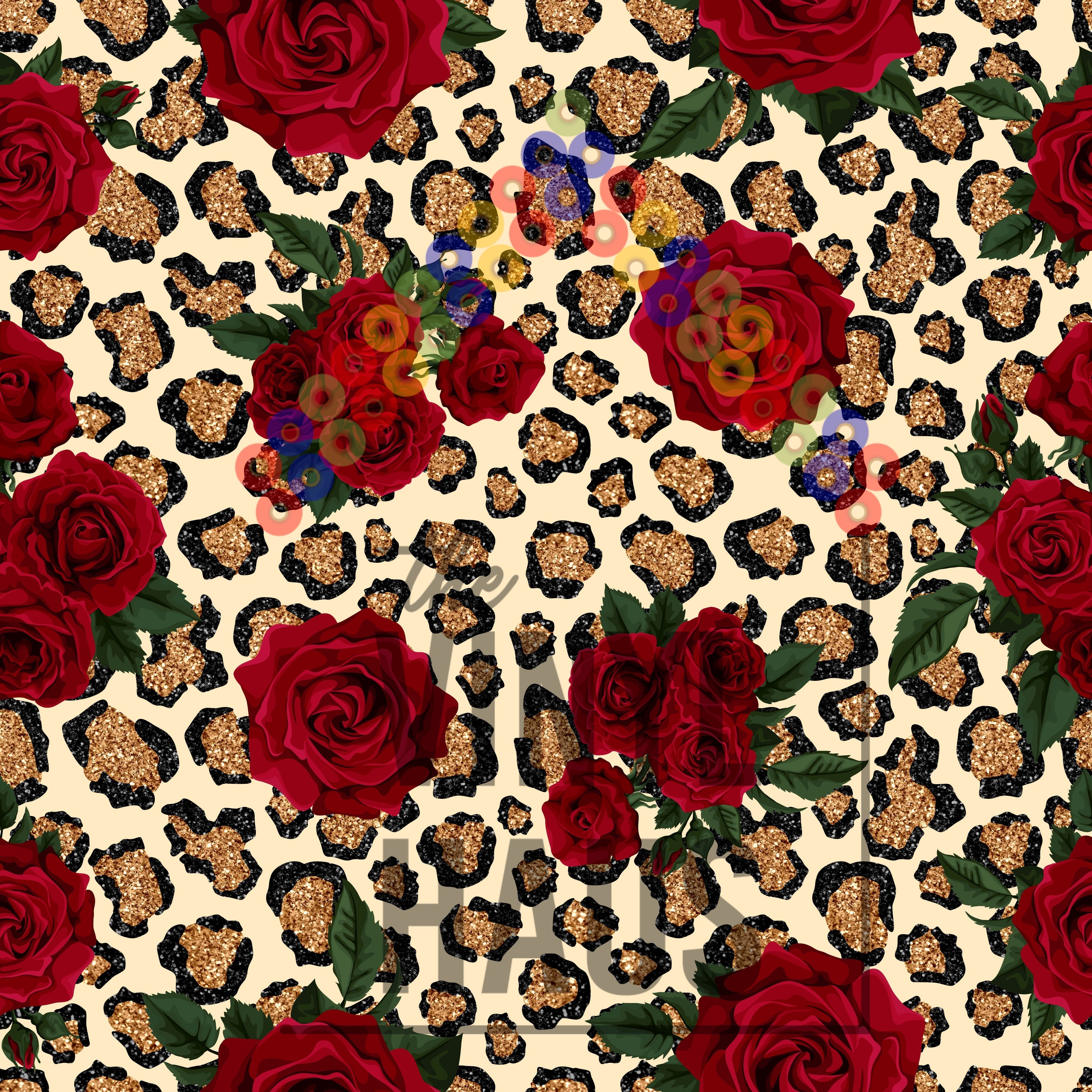 Cheetah with Roses Pattern Vinyl 12" x 12" - The Vinyl Haus Main image