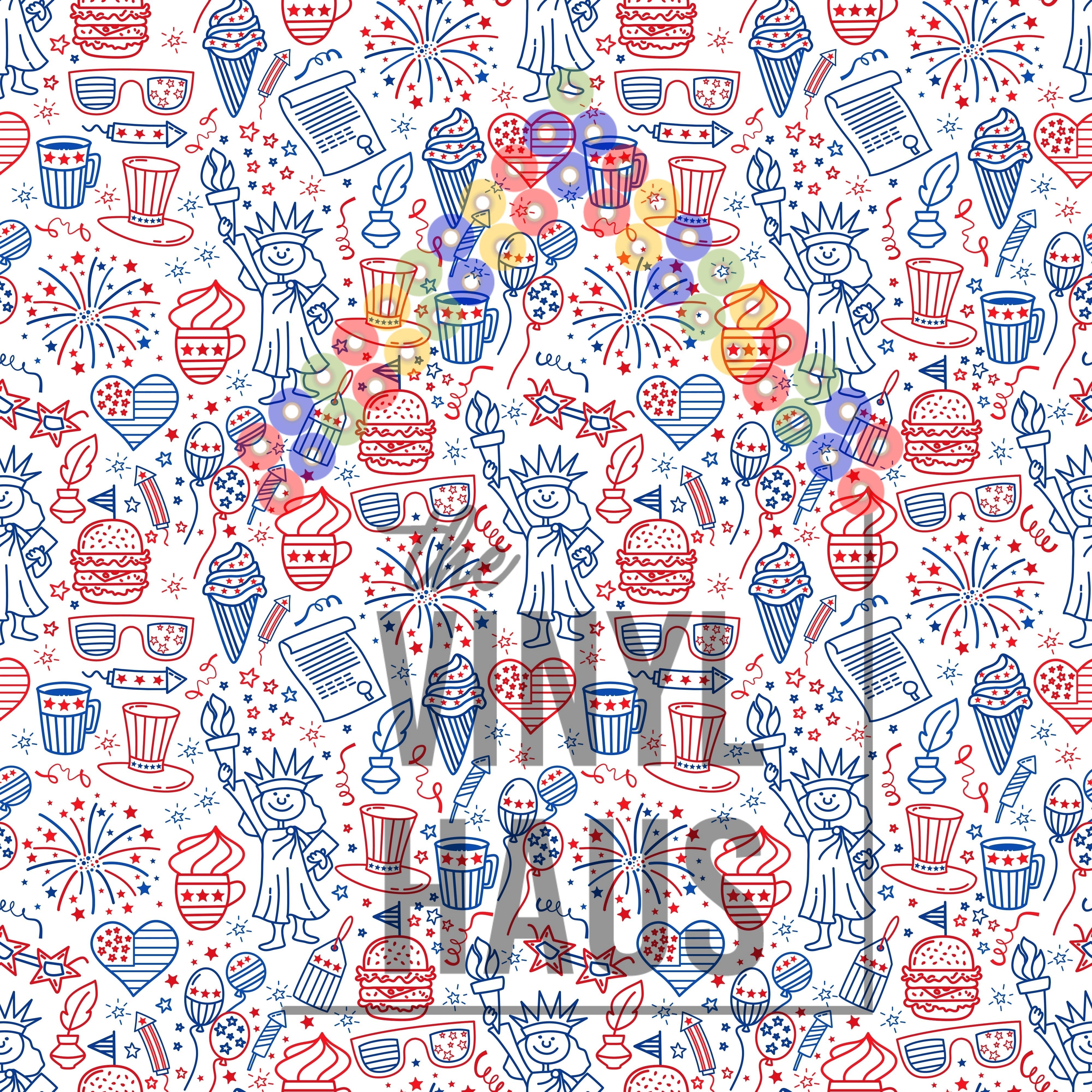 All things 4th of July Pattern Vinyl 12" x 12" - The Vinyl Haus Main image