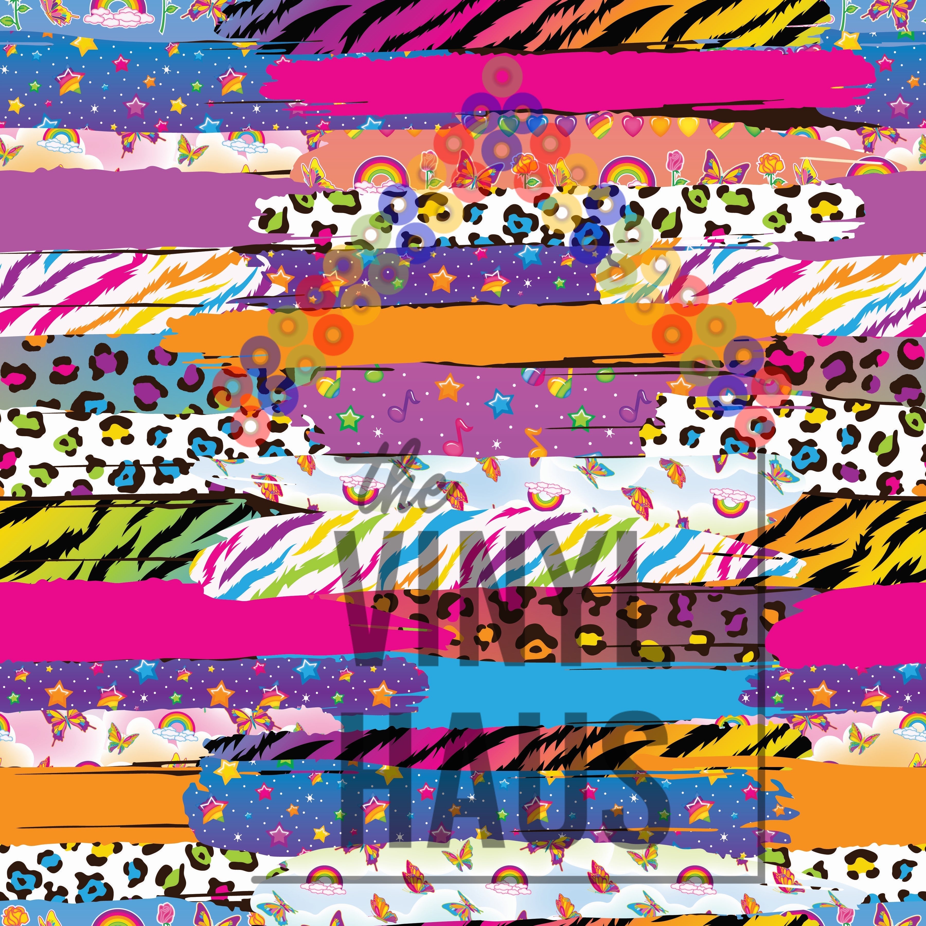Lisa Frank Inspired Brushstroke Pattern Vinyl 12" x 12" - The Vinyl Haus Main image