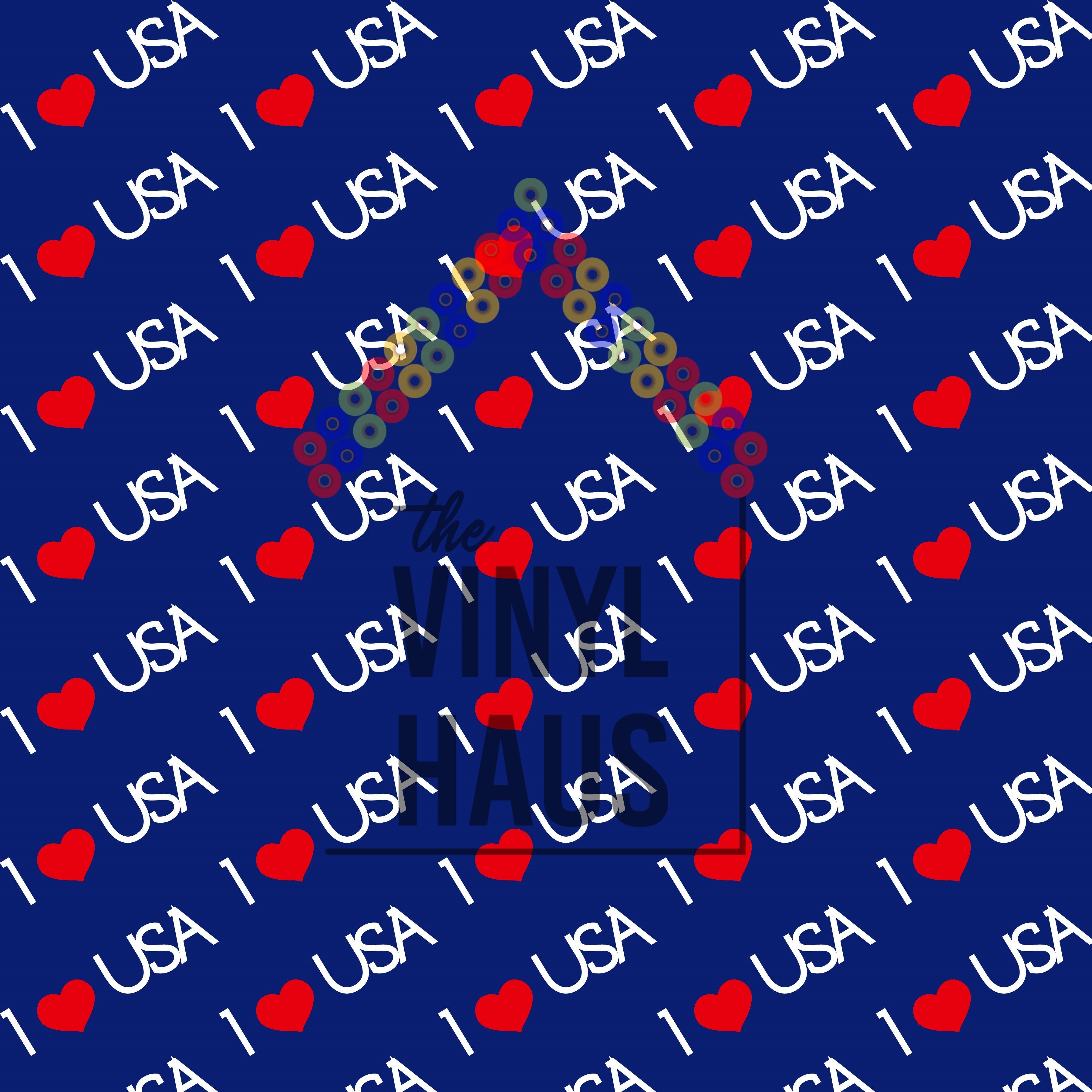 I Love USA Blue Background Pattern Vinyl 12" x 12" - The Vinyl Haus Main image