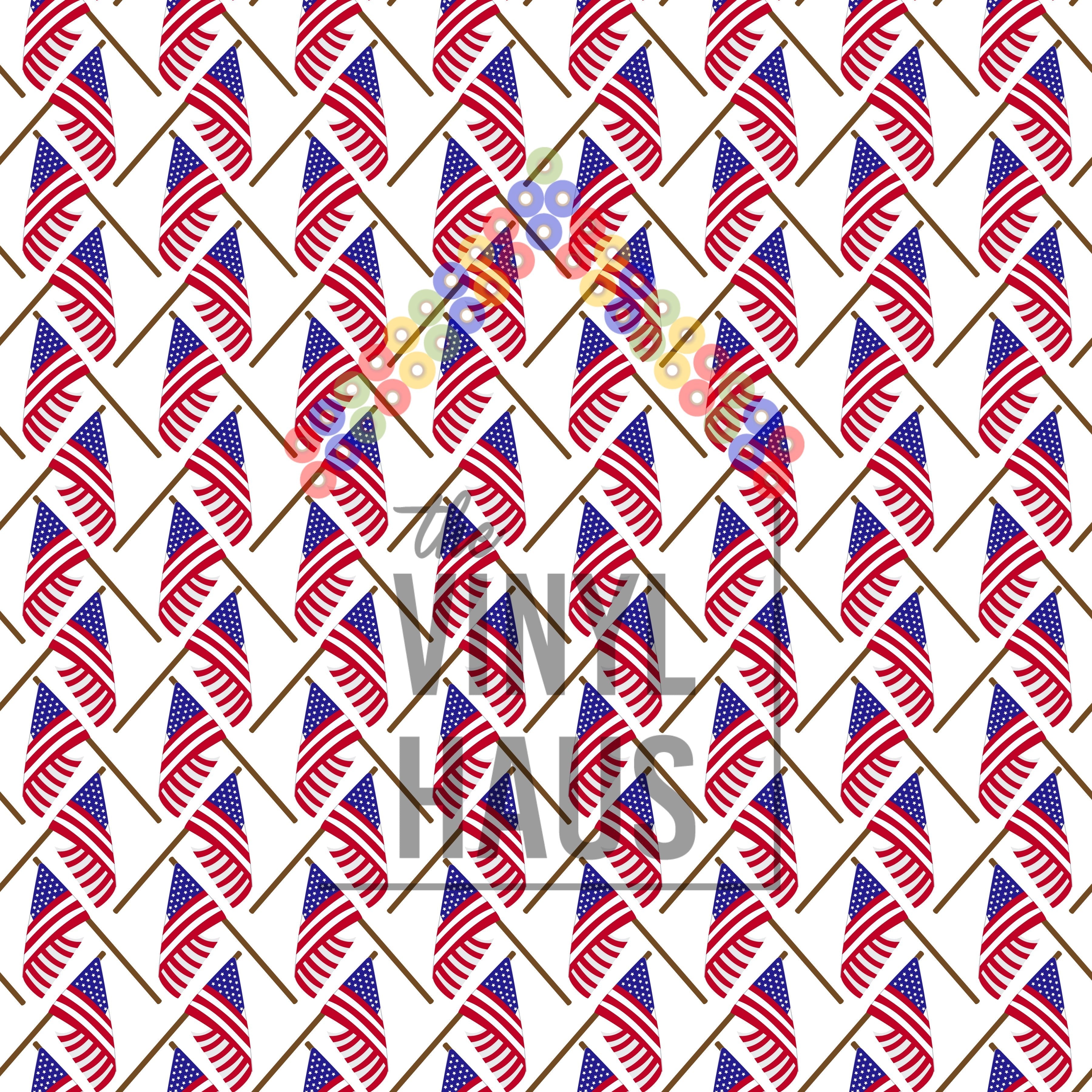 American Flags Pattern Vinyl 12" x 12" - The Vinyl Haus Main image