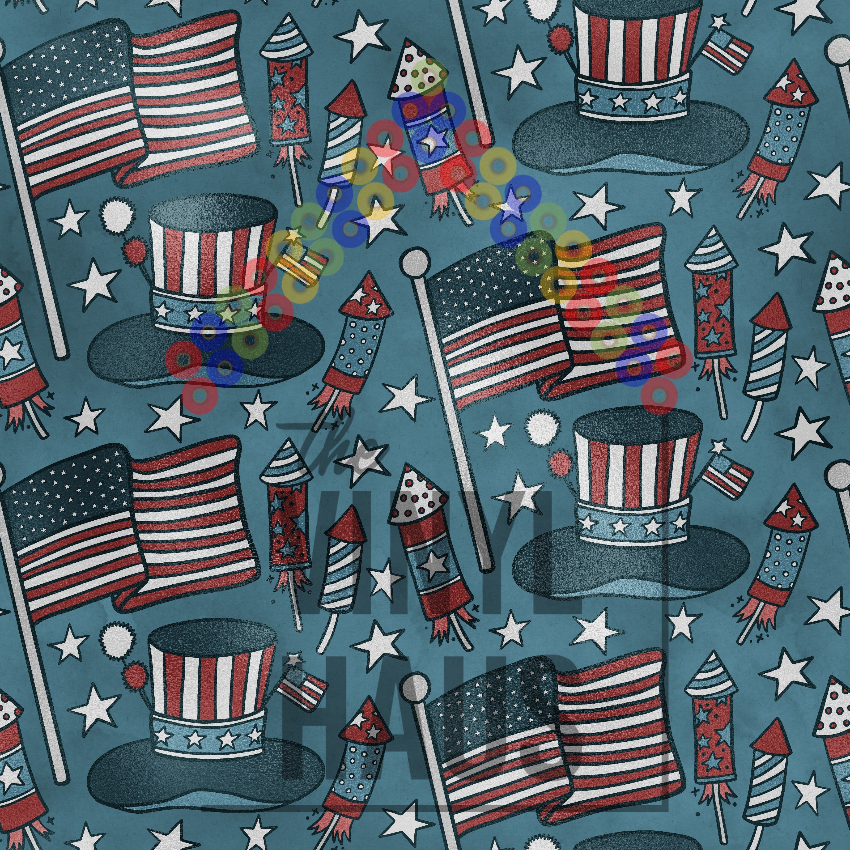 All things 4th of July Pattern Vinyl 12" x 12" - The Vinyl Haus Main image