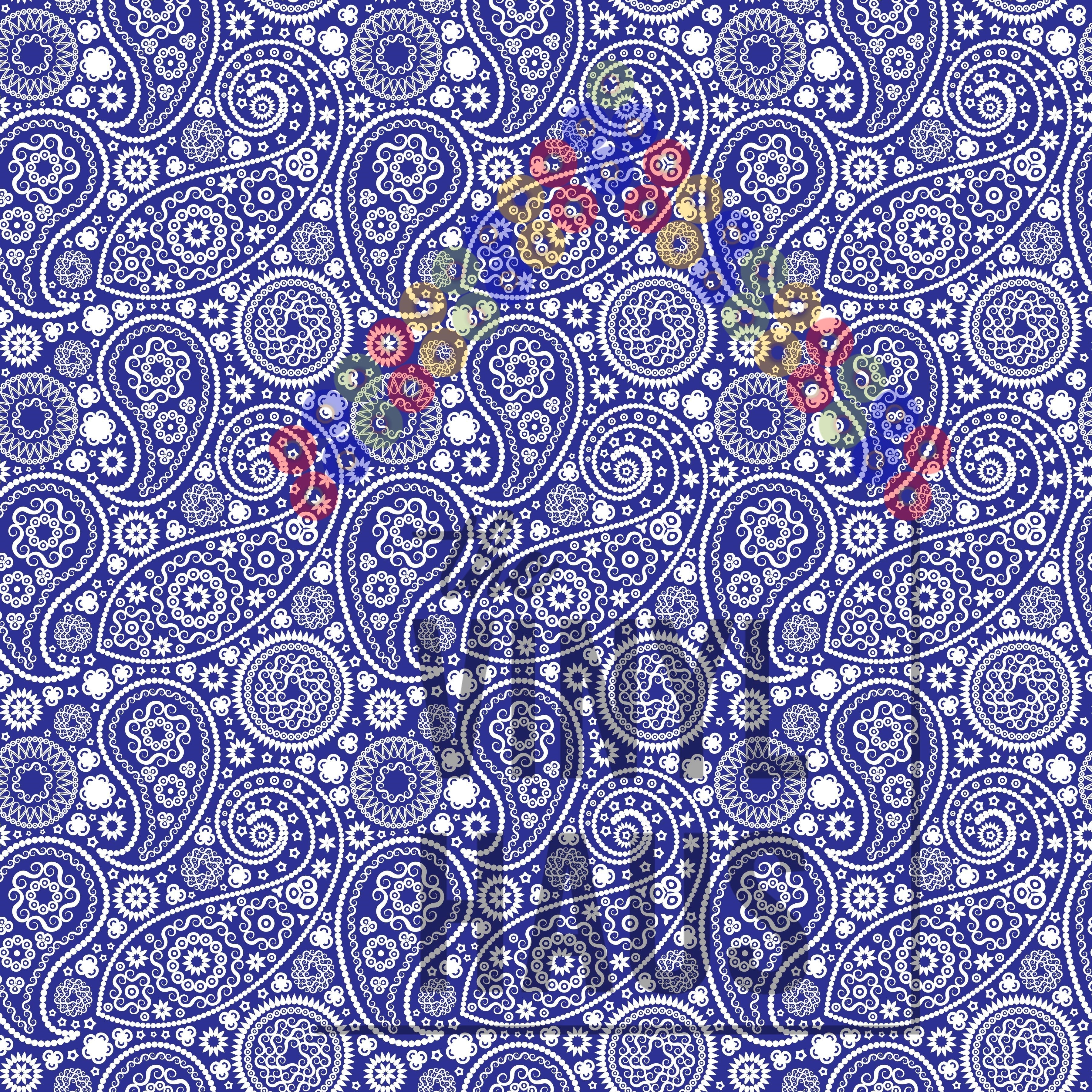Blue Paisley Pattern Vinyl 12" x 12" - The Vinyl Haus Main image