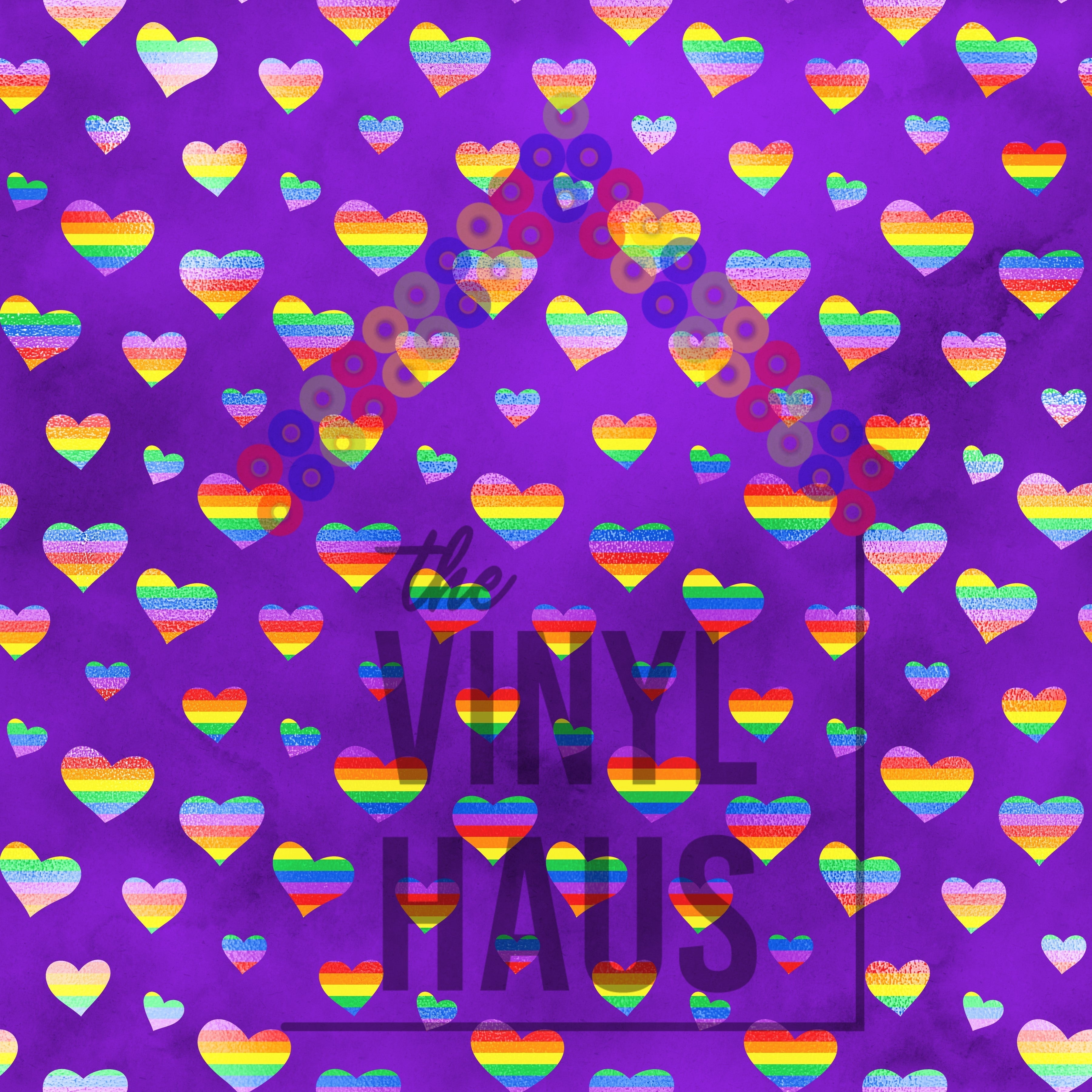 Rainbow Hearts PRIDE Pattern Vinyl 12" x 12" - The Vinyl Haus Main image