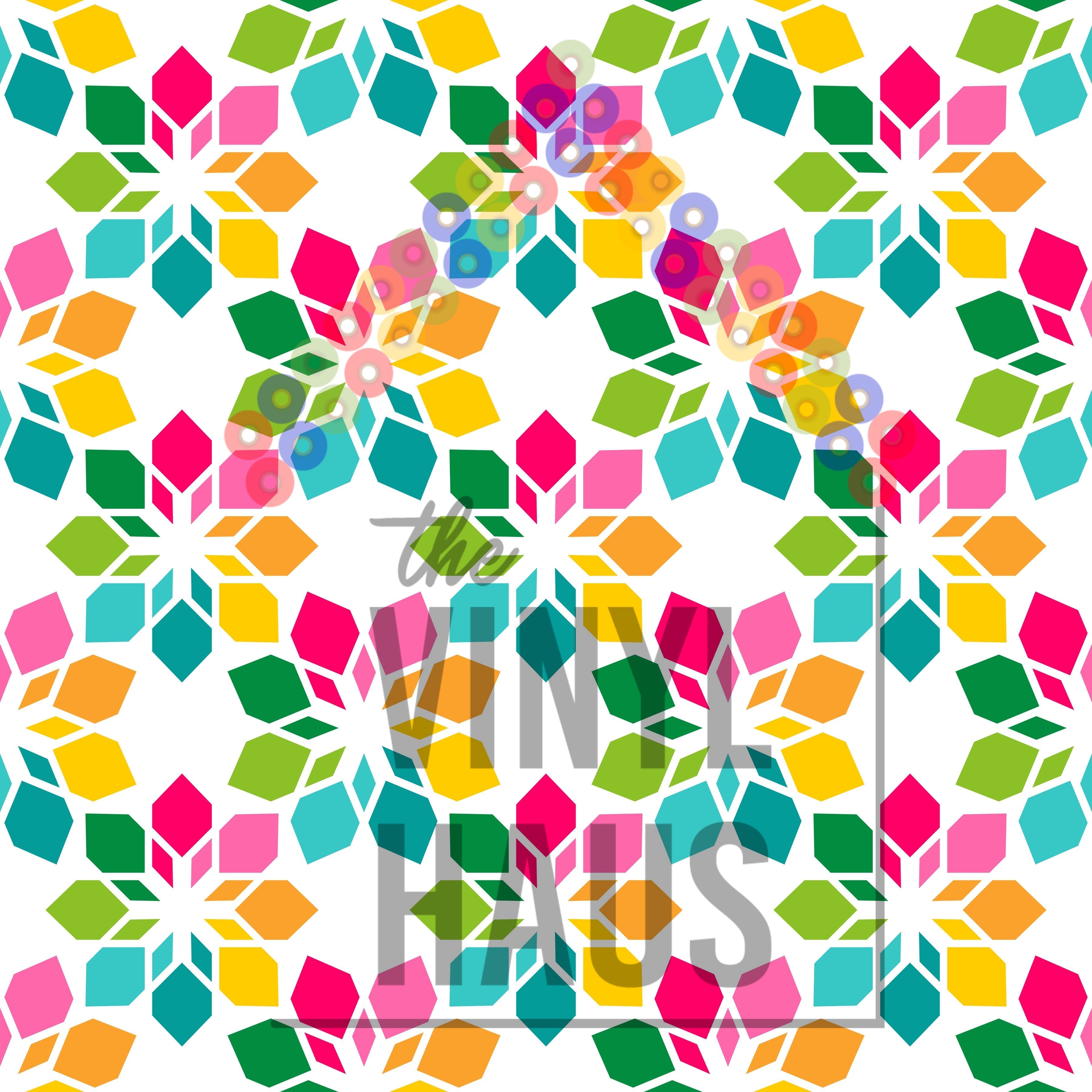 Rainbow Flowers White Background PRIDE Pattern Vinyl 12" x 12" Secondary image