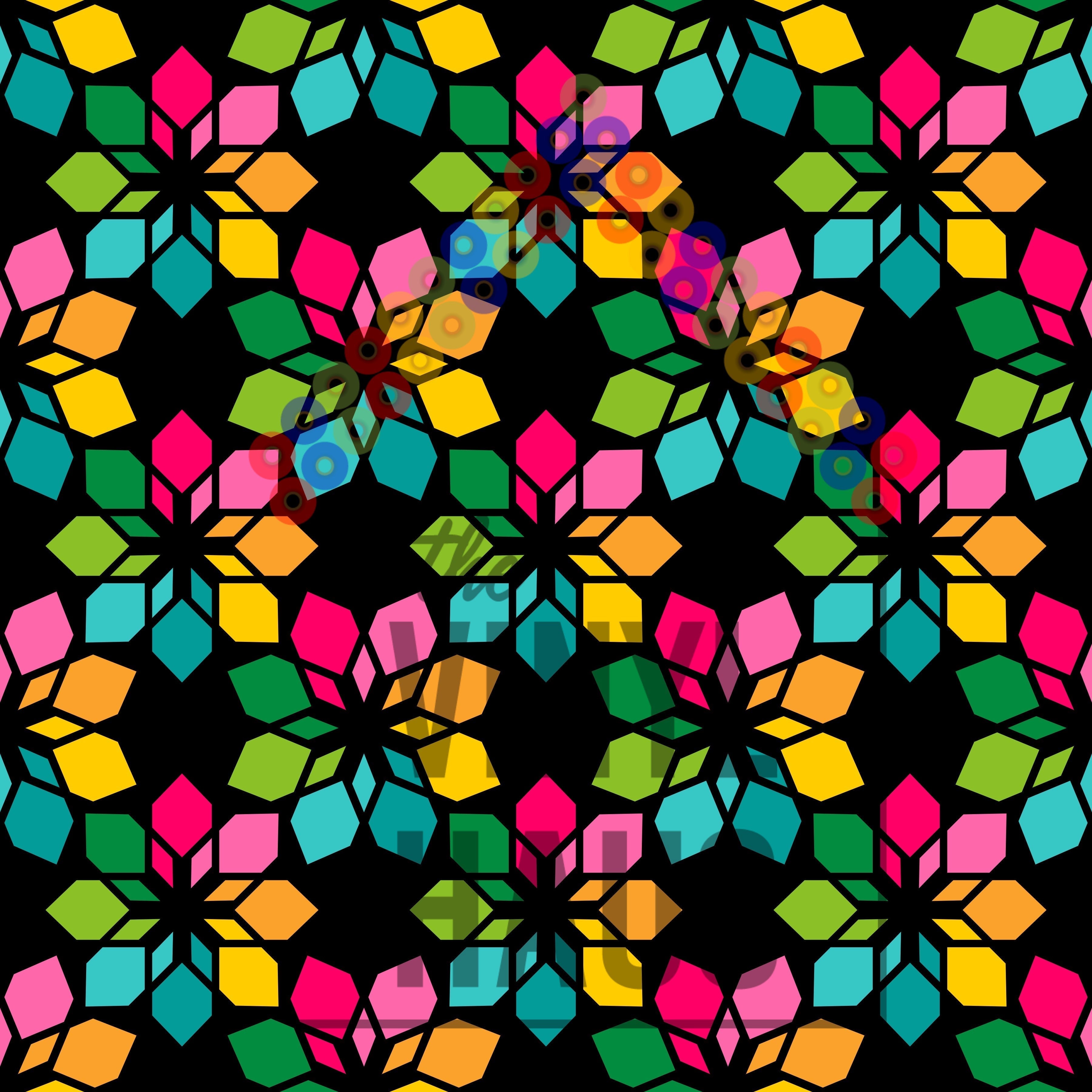 Rainbow Flowers Black Background PRIDE Pattern Vinyl 12" x 12" - The Vinyl Haus Main image