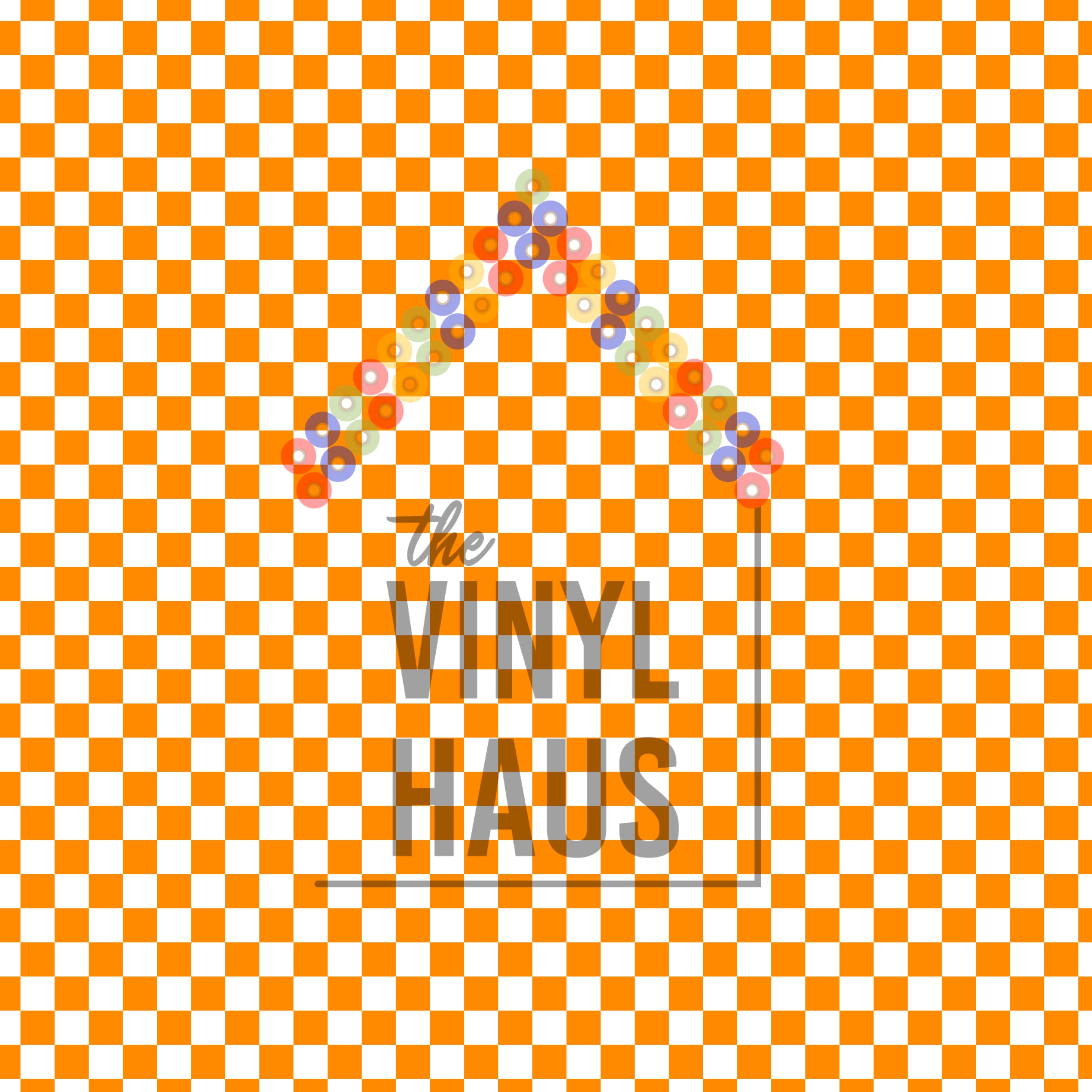 Orange and White Checkered Pattern Vinyl 12" x 12" - The Vinyl Haus Main image