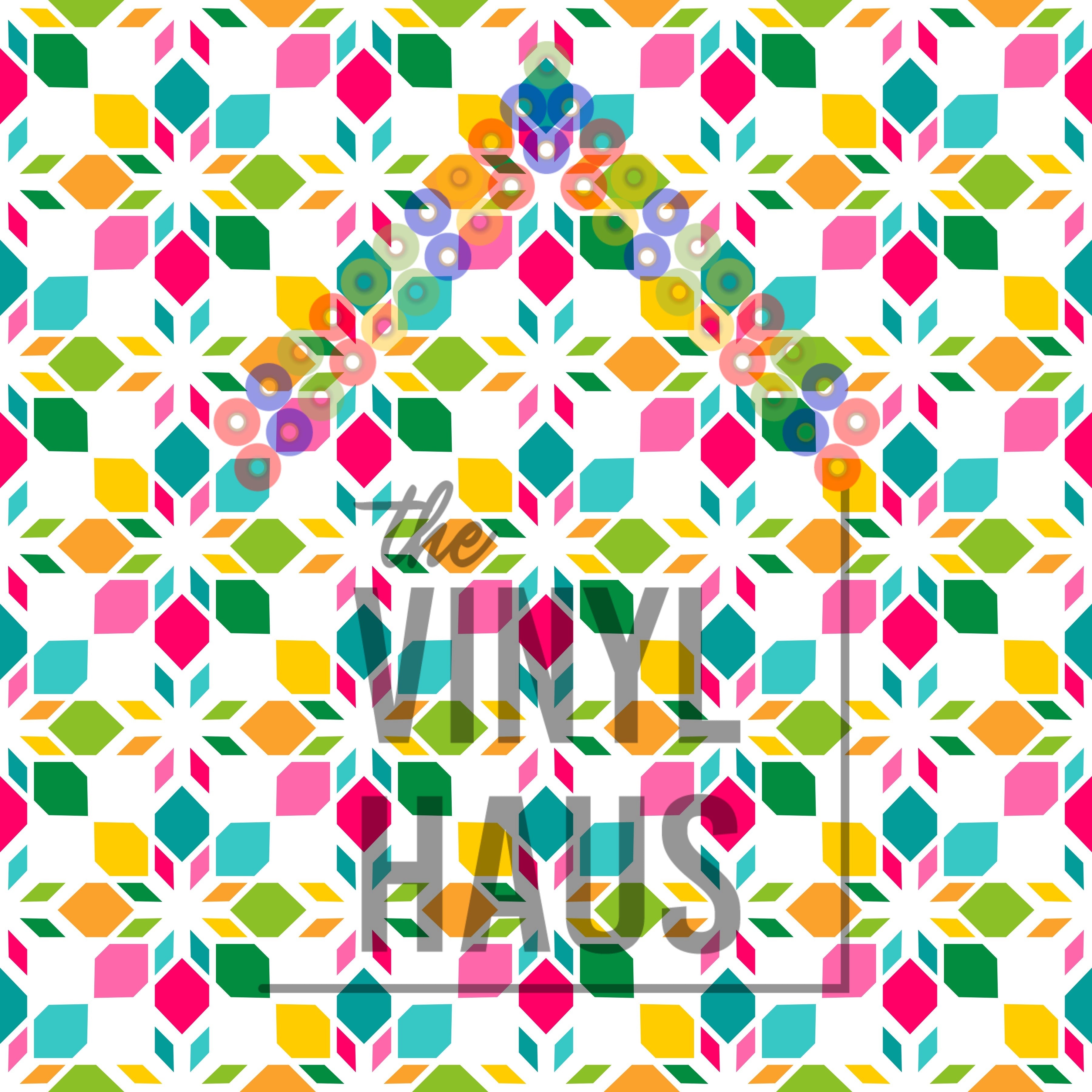 Rainbow Flowers Black Background PRIDE Pattern Vinyl 12" x 12" - The Vinyl Haus