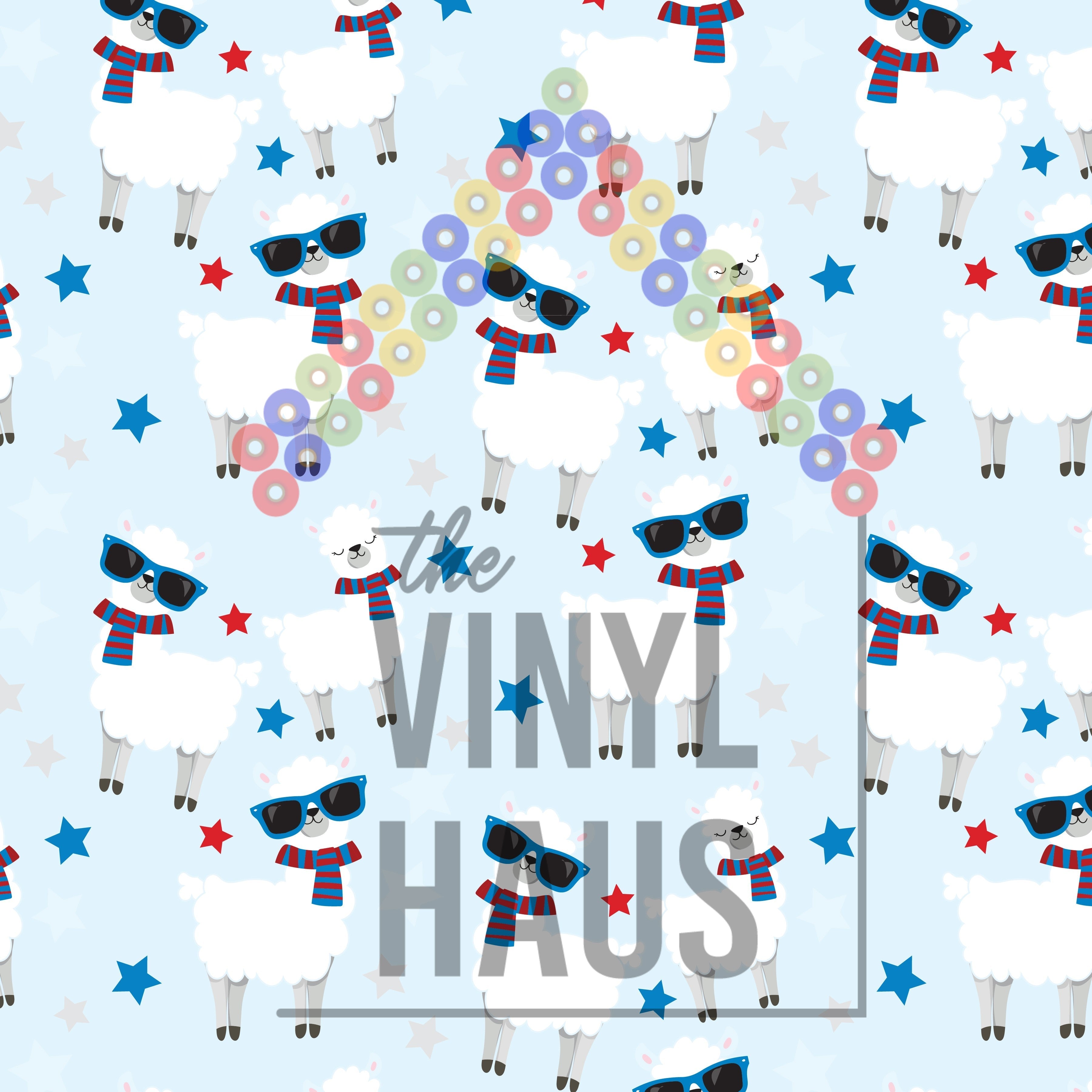 4th of July Llamas Pattern Vinyl 12" x 12" - The Vinyl Haus Main image