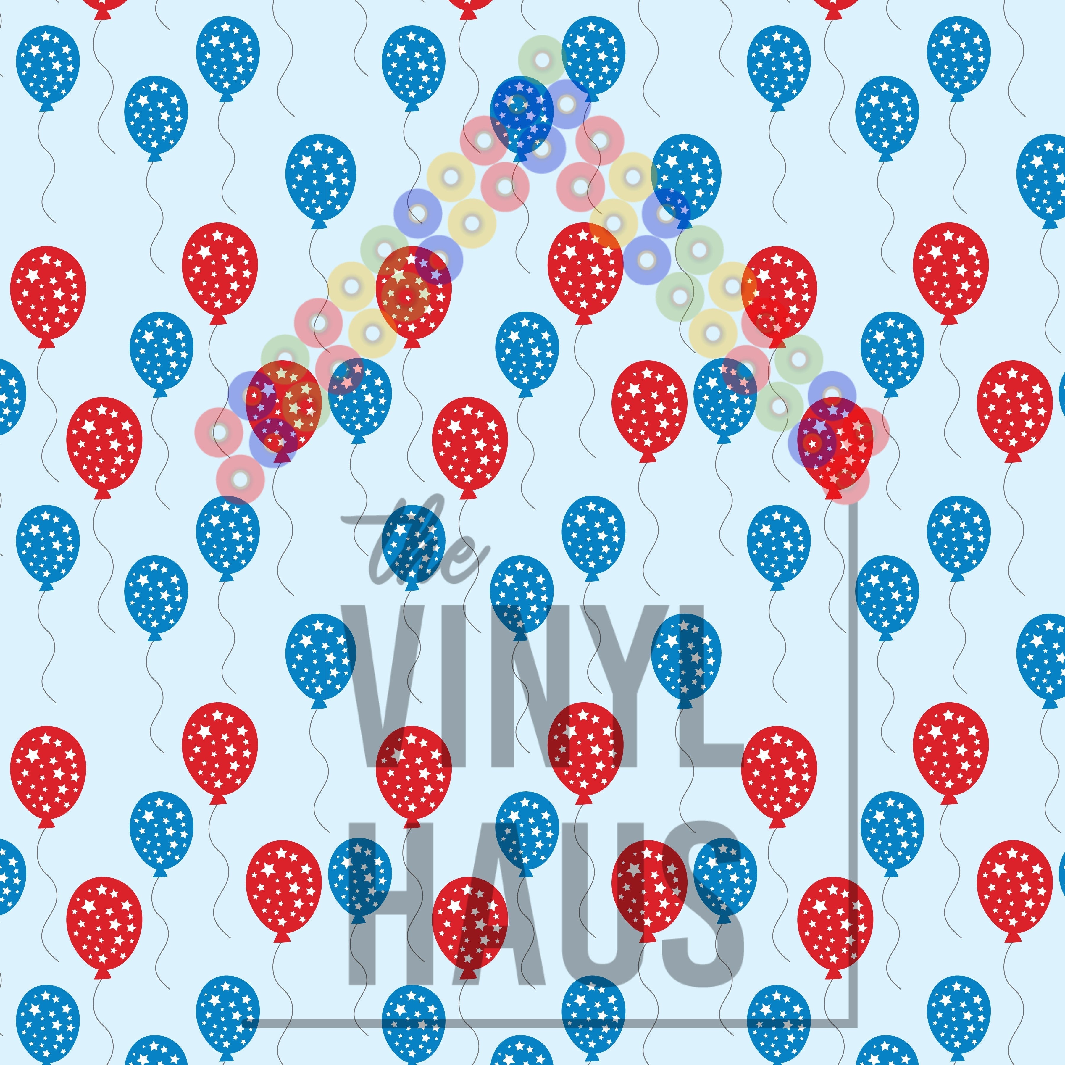 4th of July  Balloons Pattern Vinyl 12" x 12" - The Vinyl Haus Main image