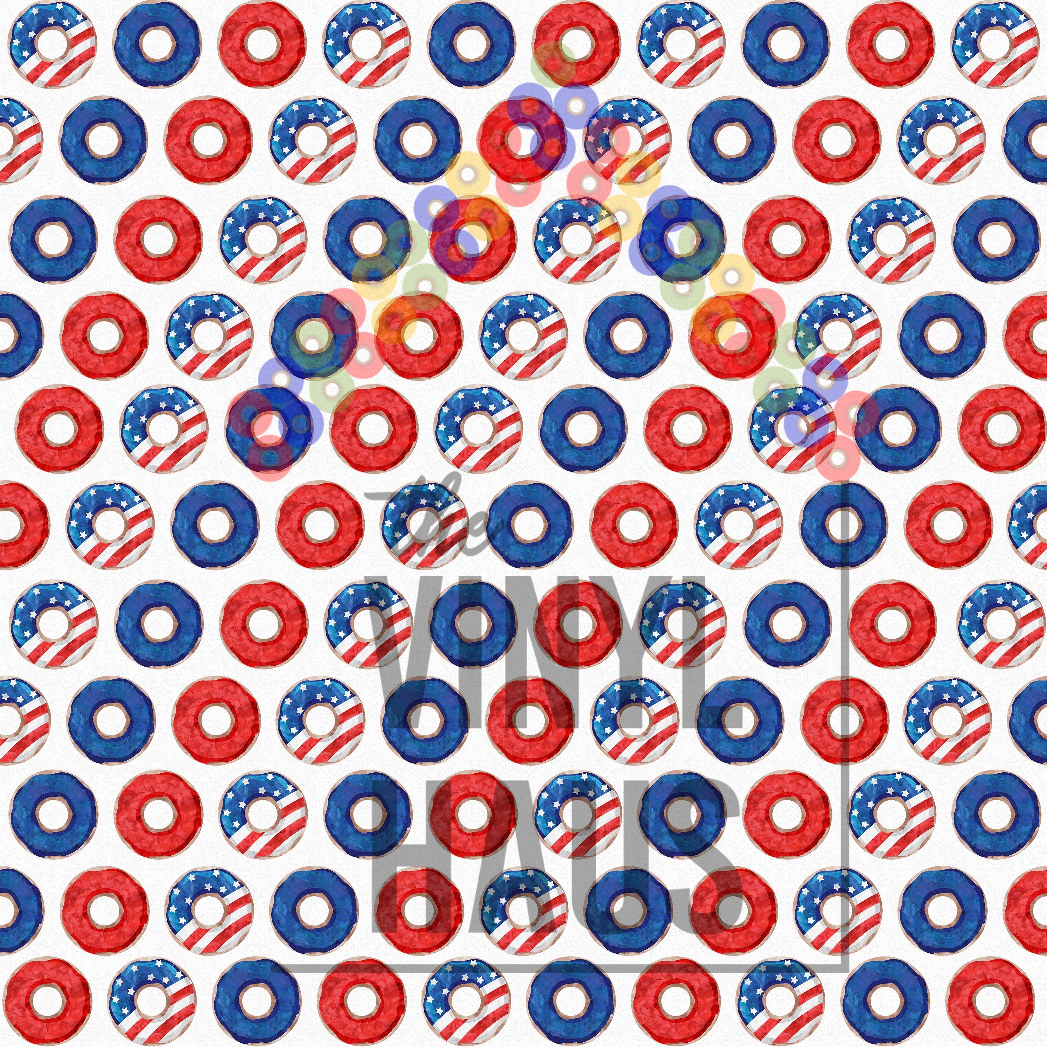 4th of July  Donuts Pattern Vinyl 12" x 12" - The Vinyl Haus