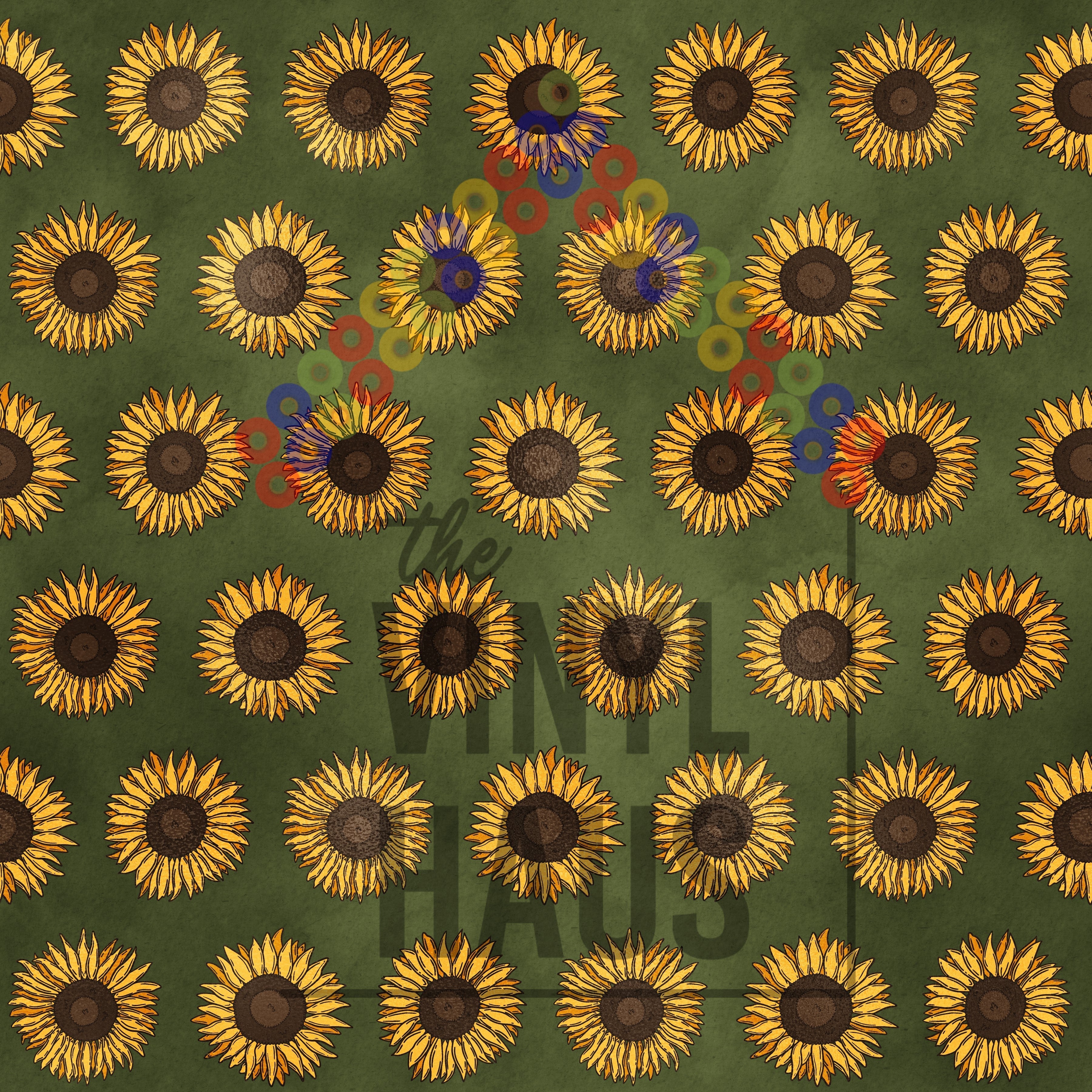 Sunflower Green Background Pattern Vinyl 12" x 12" - The Vinyl Haus Main image