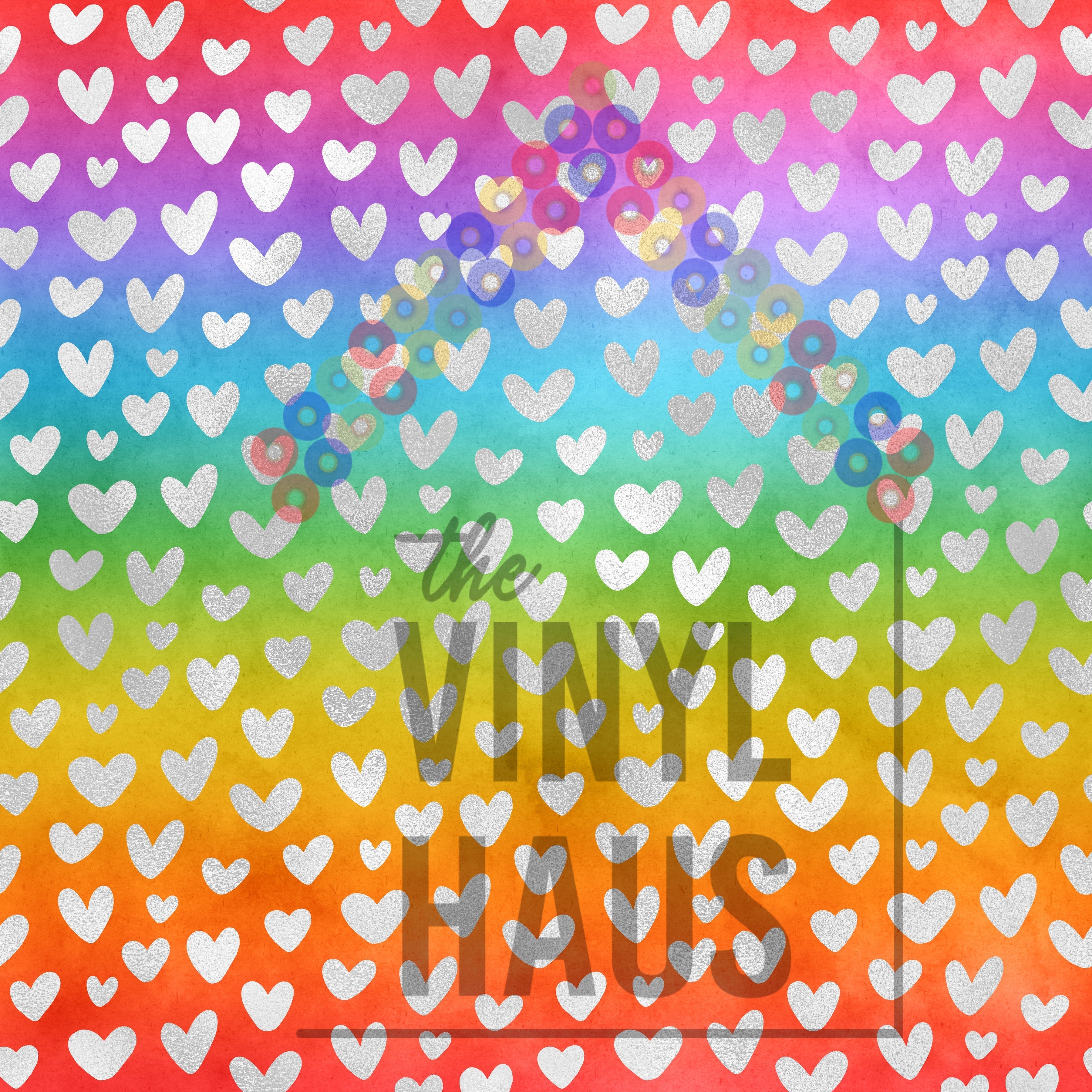 Rainbow PRIDE Hearts Pattern Vinyl 12" x 12" - The Vinyl Haus Main image