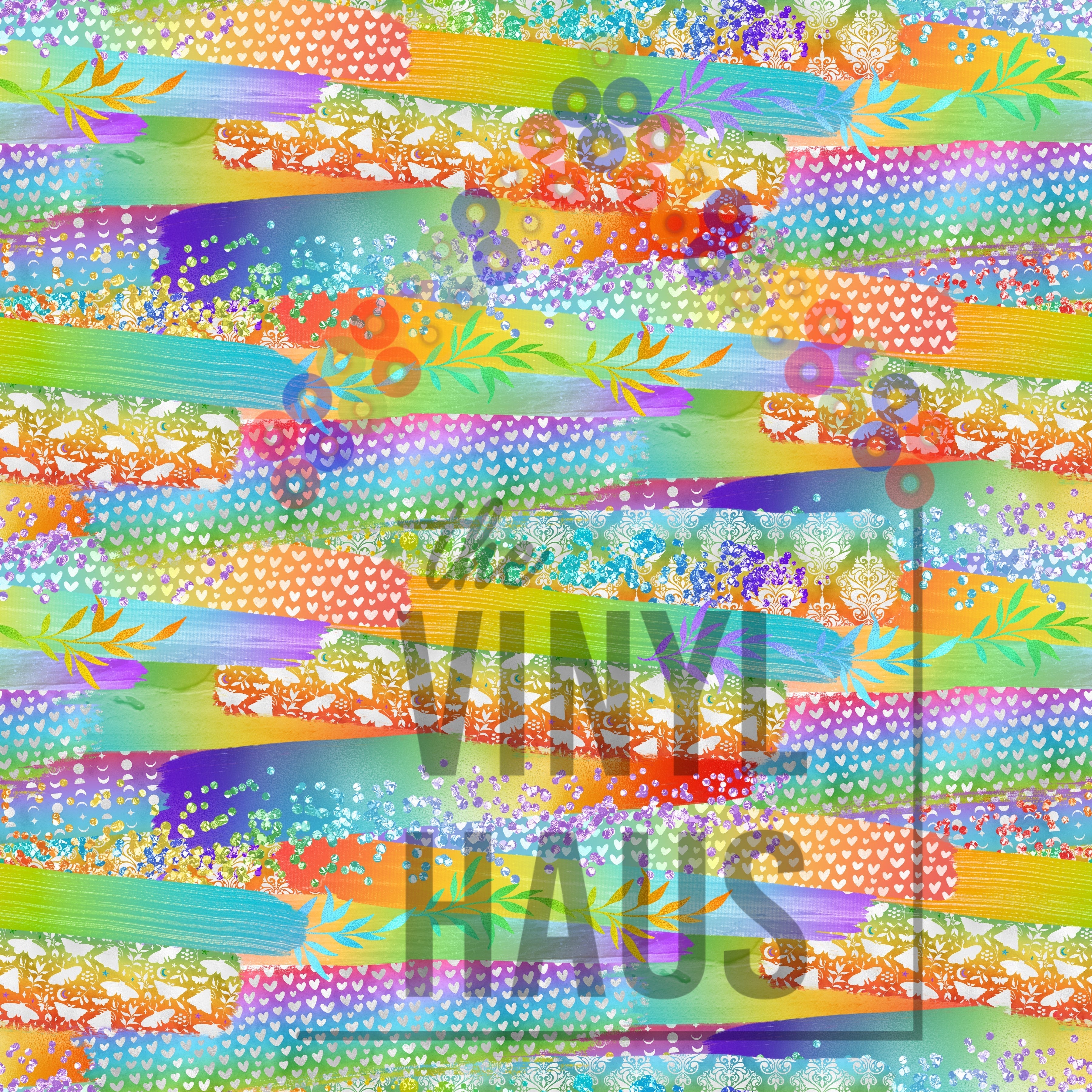Rainbow PRIDE Brushstrokes Pattern Vinyl 12" x 12" - The Vinyl Haus Main image
