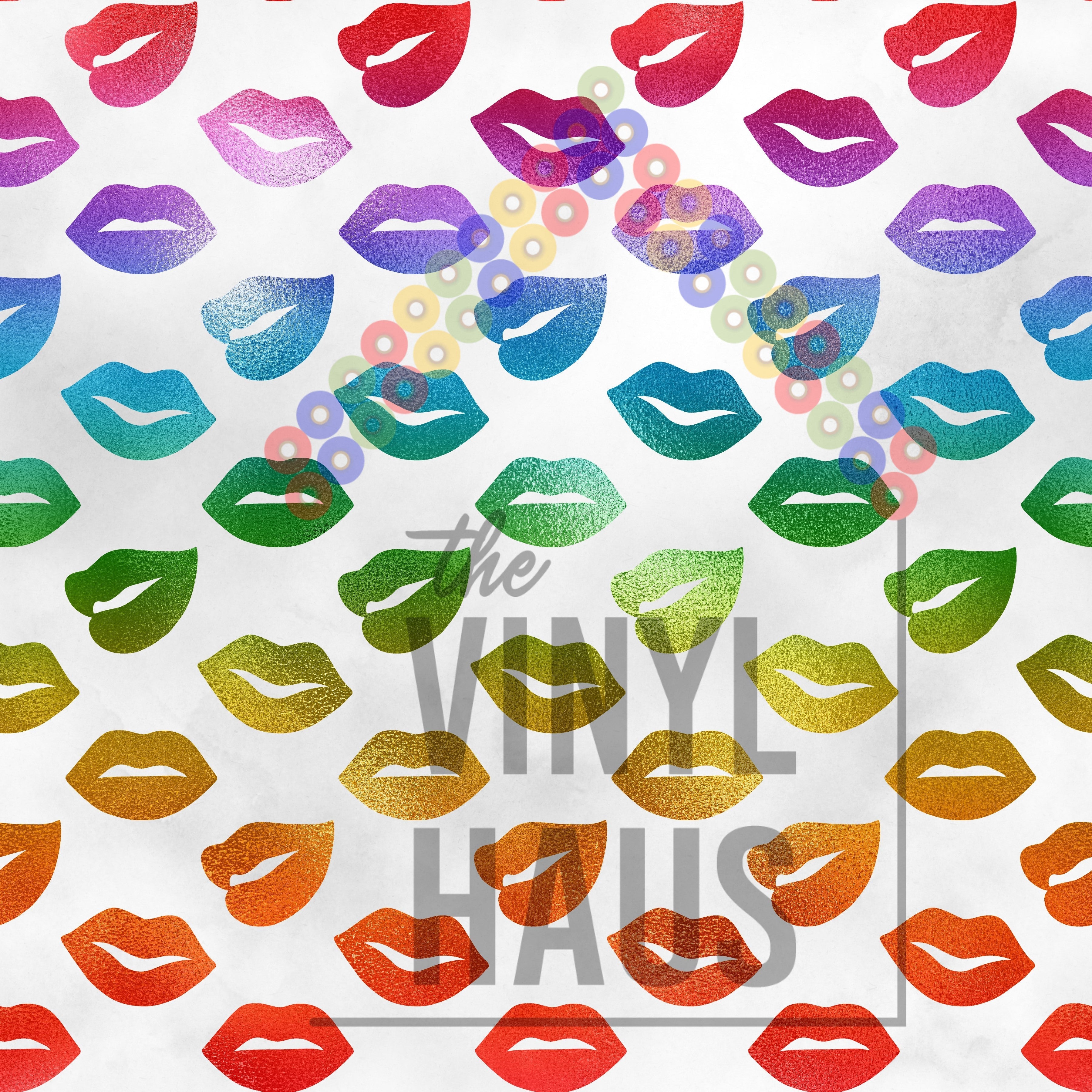 Rainbow PRIDE Lips Pattern Vinyl 12" x 12" - The Vinyl Haus