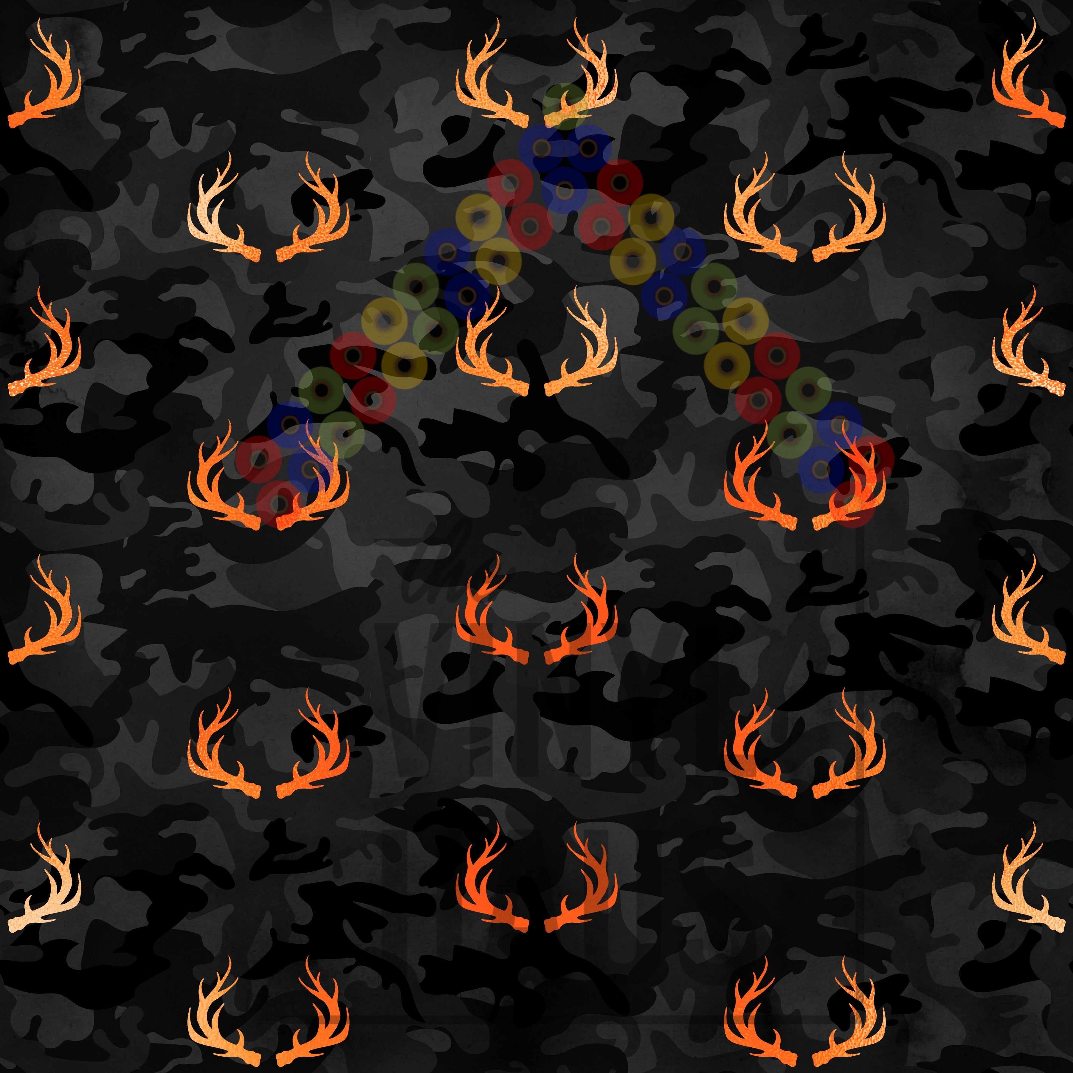 Camouflage with Orange Antler Pattern Vinyl 12" x 12" - The Vinyl Haus Main image