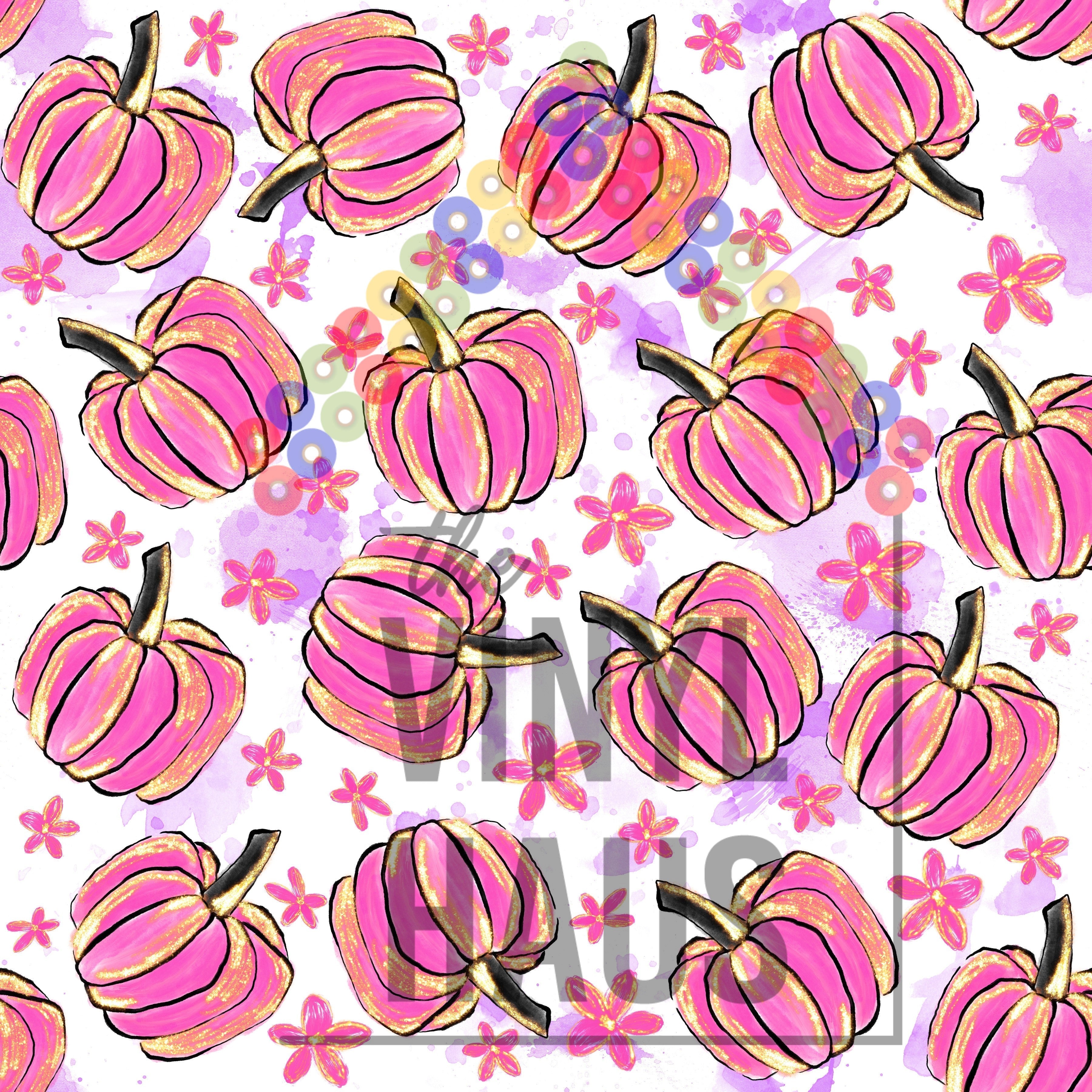 Pink Pumpkins Fall/Breast Cancer Pattern Vinyl 12" x 12" - The Vinyl Haus