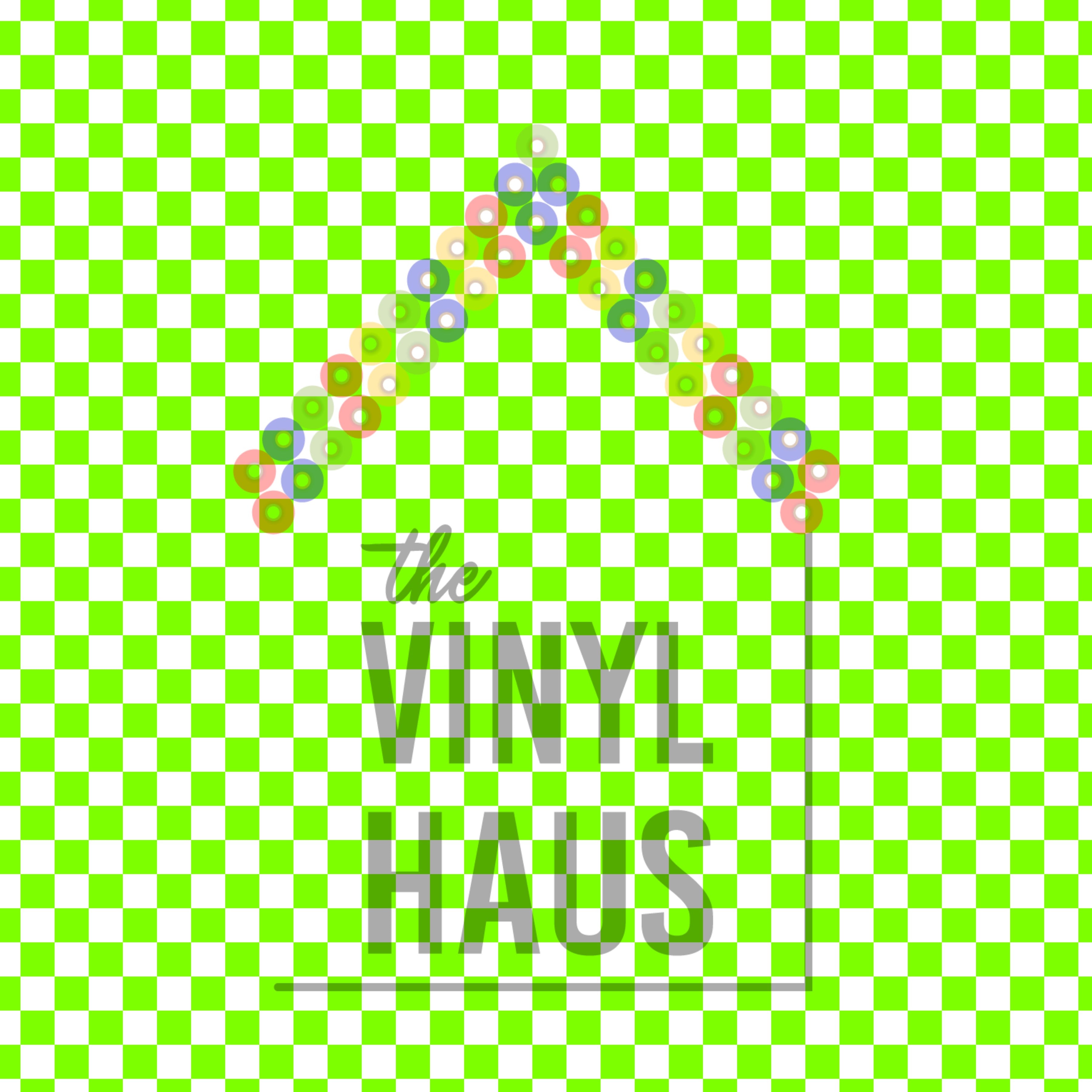 Lime Green and White Checkered Pattern Vinyl 12" x 12" - The Vinyl Haus Main image