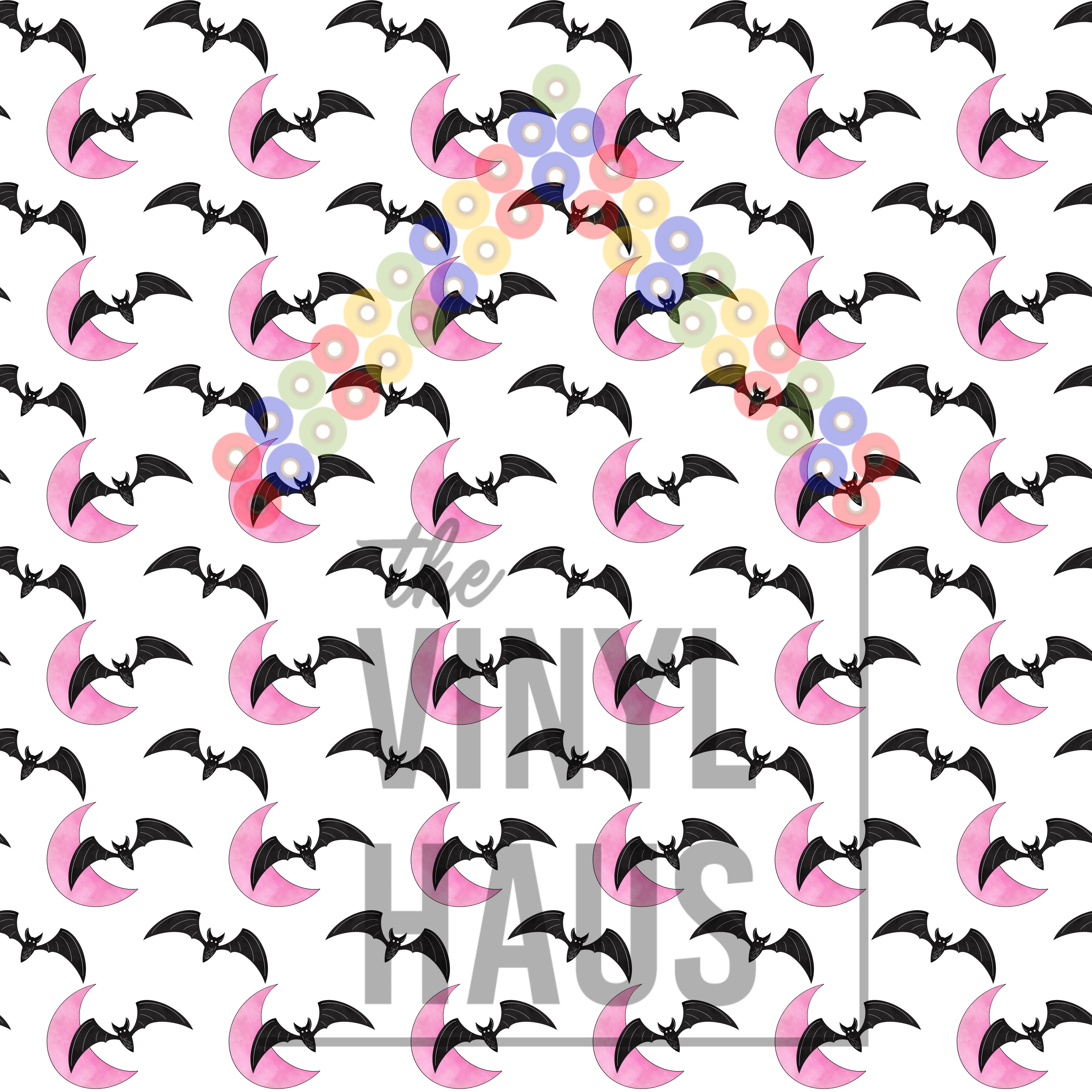 Bats & Moon White Background Pattern Vinyl 12" x 12" - The Vinyl Haus Main image