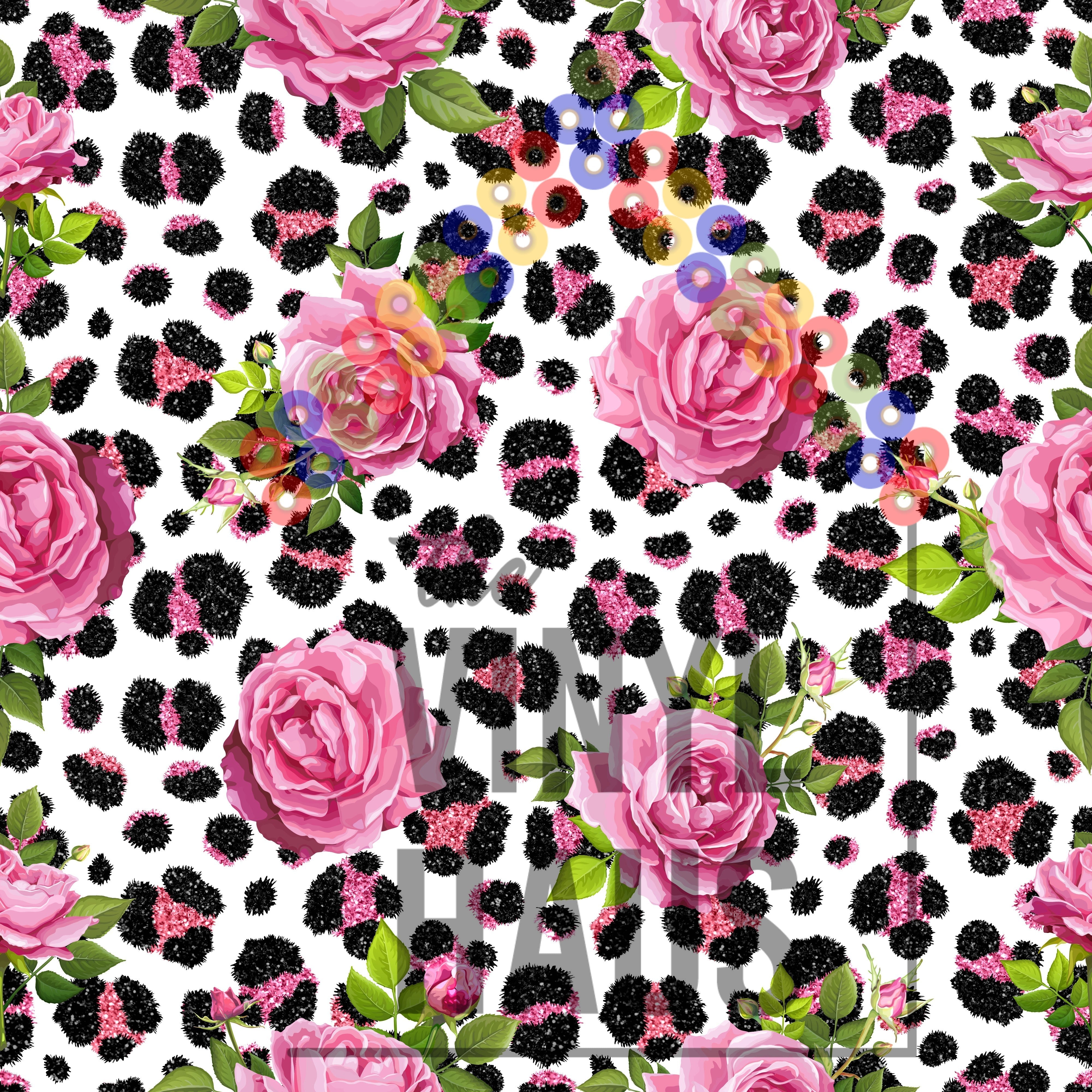 Cheetah with Roses Pattern Vinyl 12" x 12" - The Vinyl Haus Main image