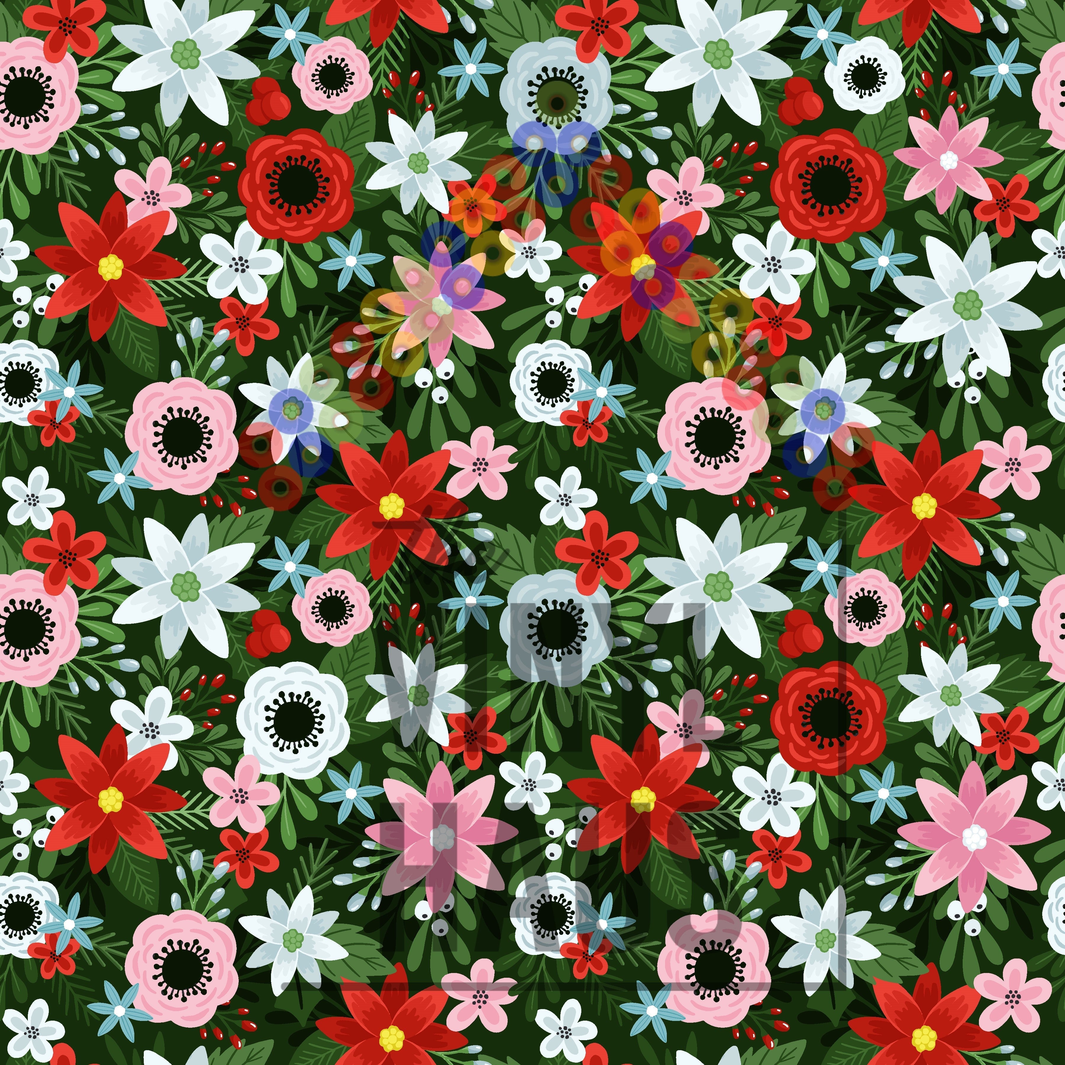 Christmas Floral Pattern Vinyl 12" x 12" - The Vinyl Haus Main image