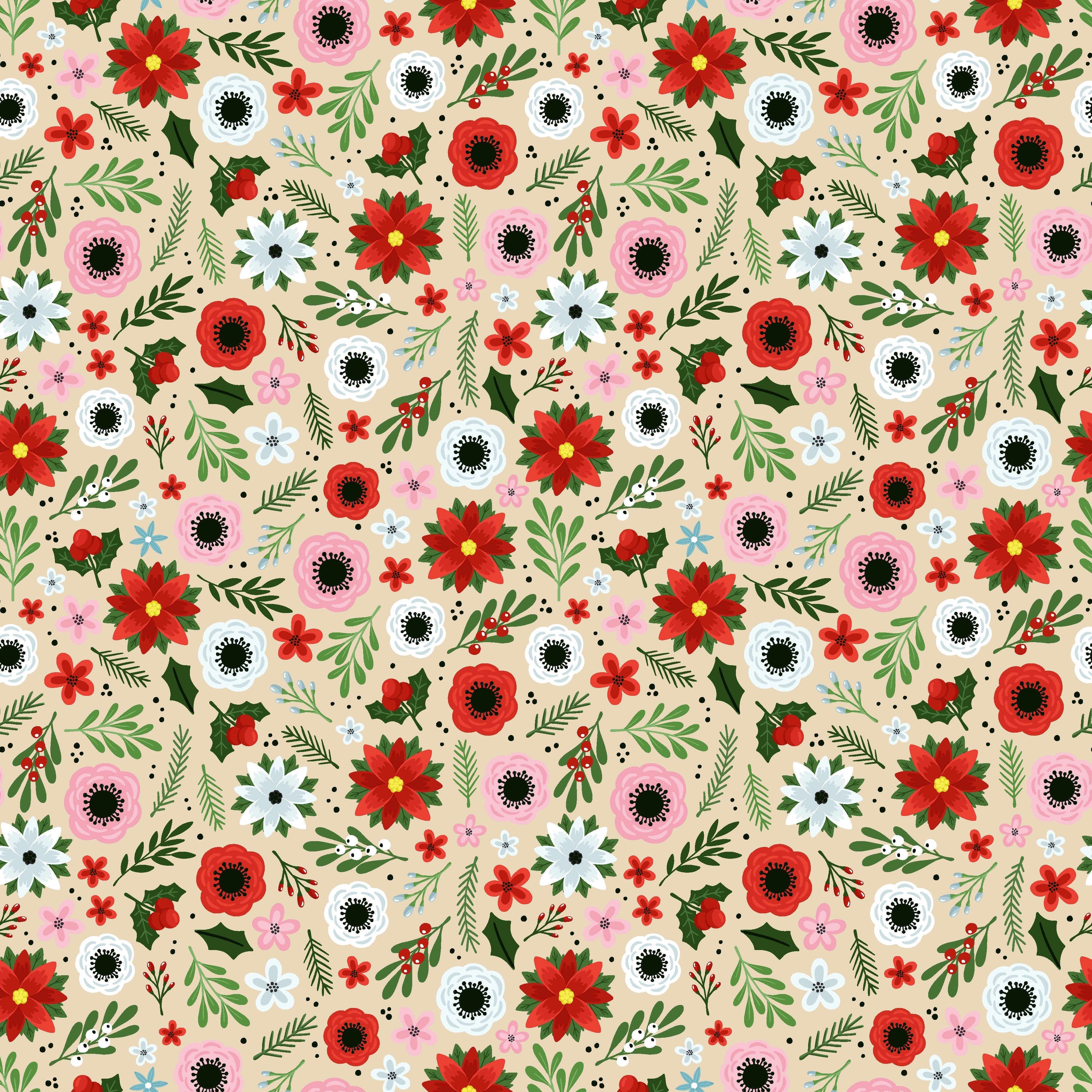 Christmas Floral Pattern Vinyl 12" x 12" - Heat Transfer Haus Main image