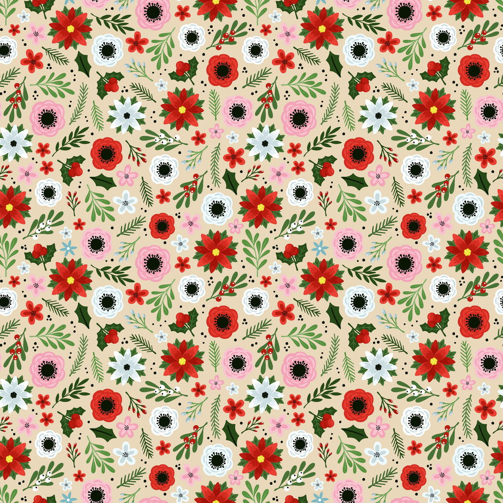 Christmas Floral Pattern Vinyl 12" x 12" - Heat Transfer Haus