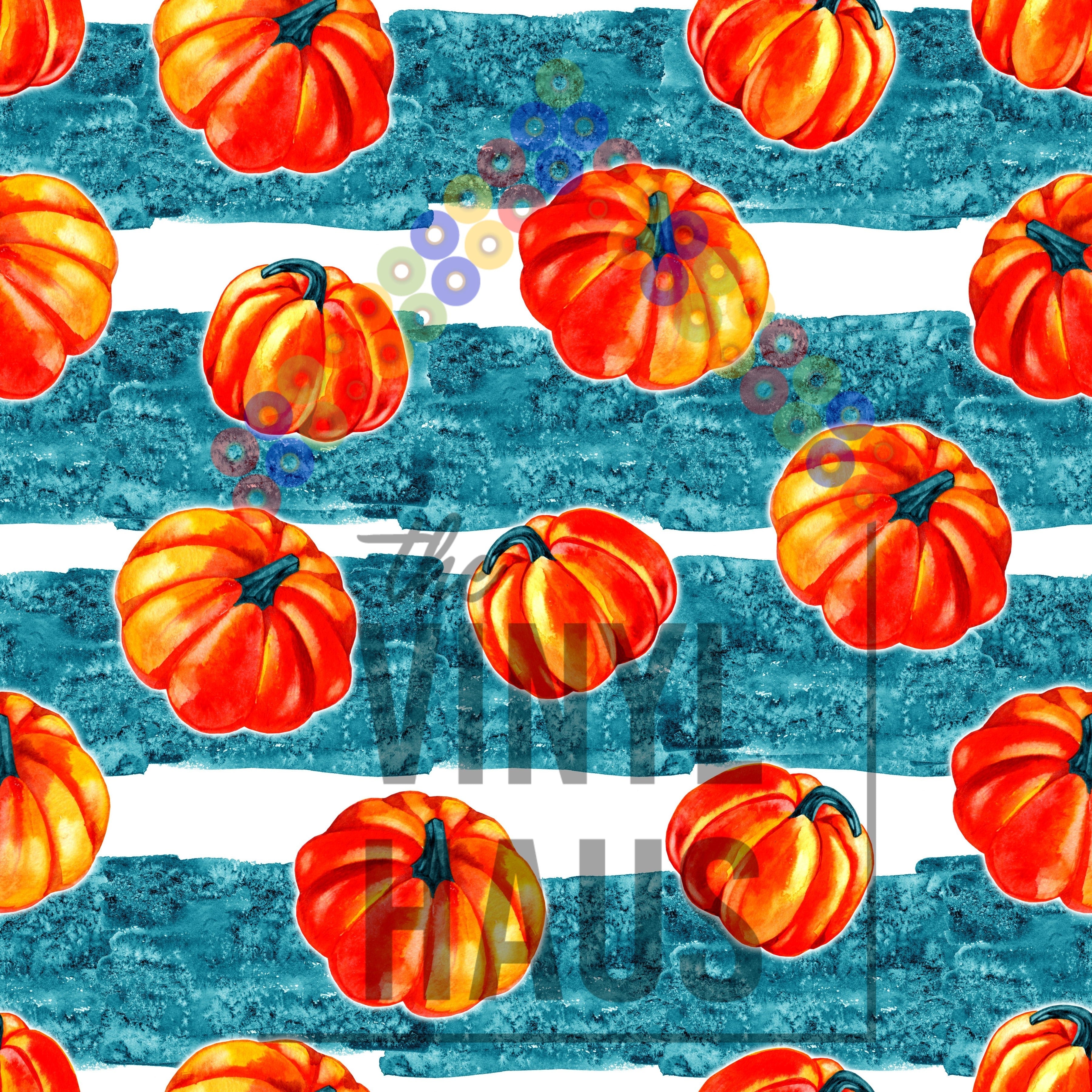 Pumpkin with Blue Stripes Pattern Vinyl 12" x 12" - The Vinyl Haus