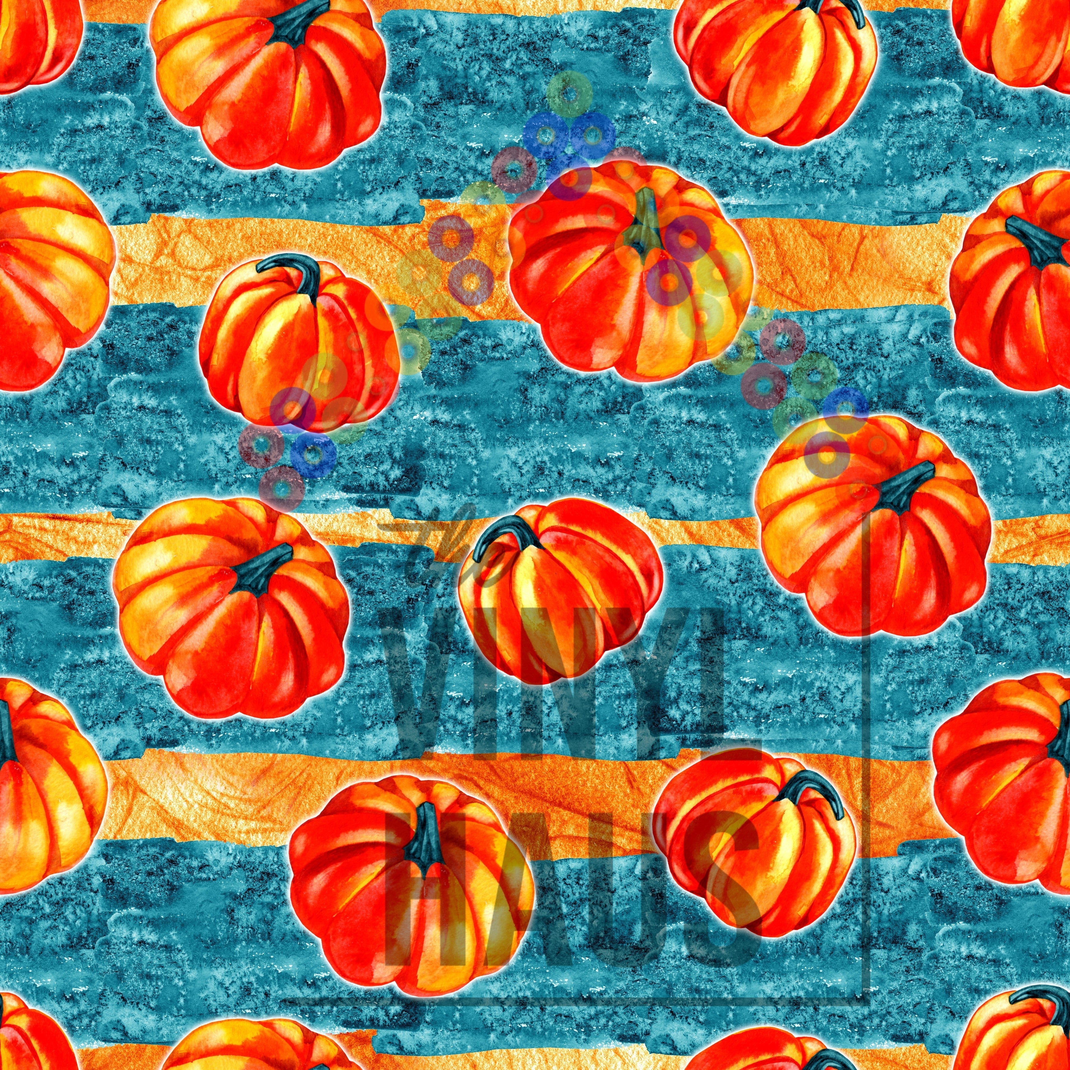 Pumpkin with Blue and Orange Stripes Pattern Vinyl 12" x 12" - The Vinyl Haus