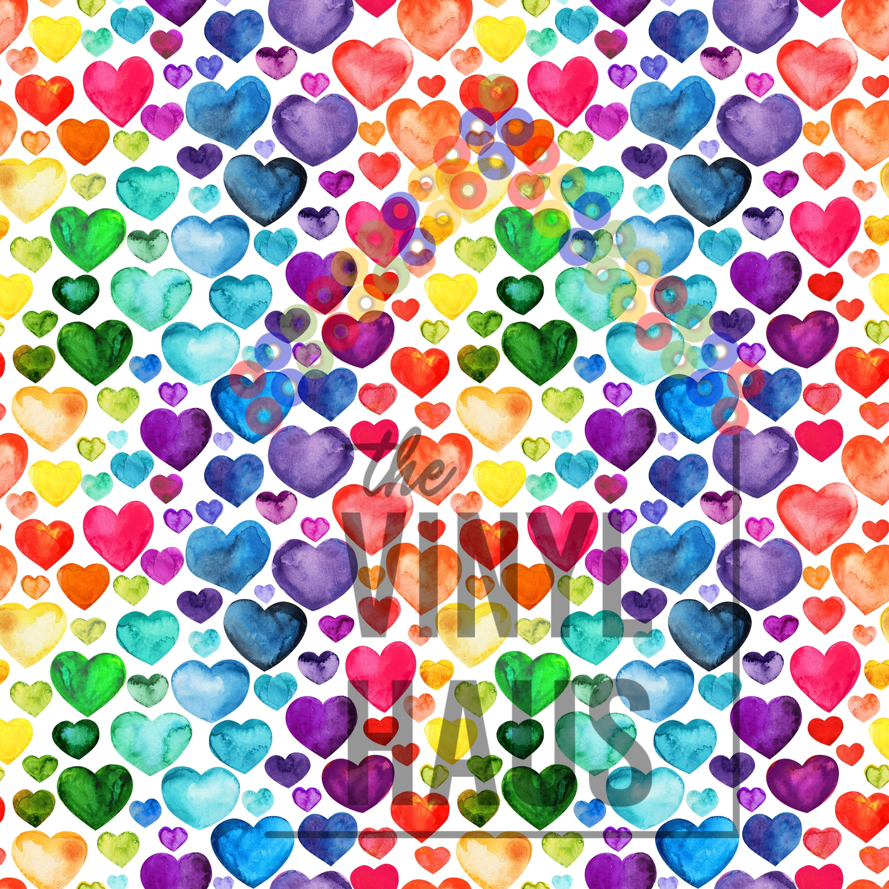 Rainbow Hearts Pattern Vinyl 12" x 12" - The Vinyl Haus Main image