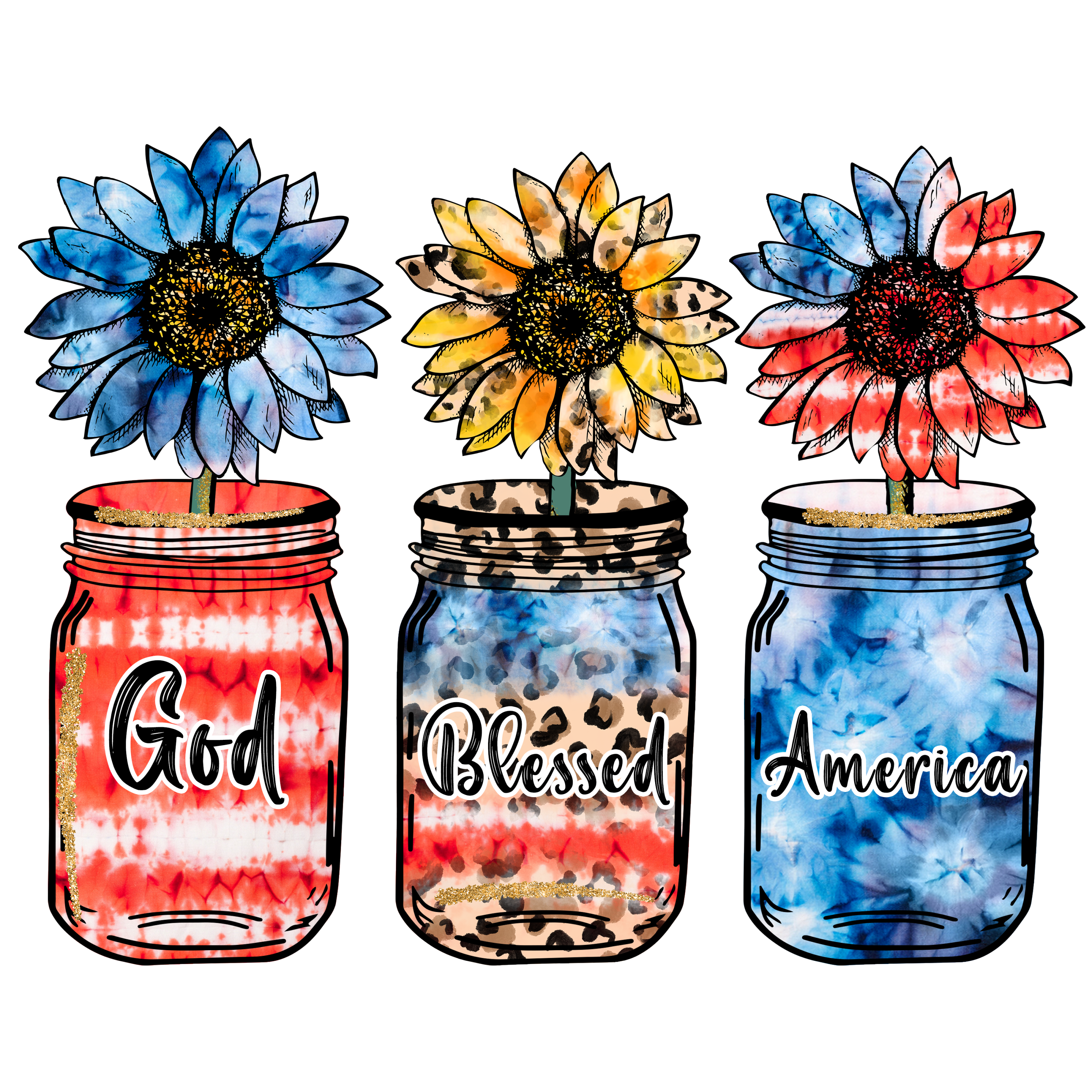 Sublimation Prints - Patriotic Mason Jars - The Vinyl Haus
