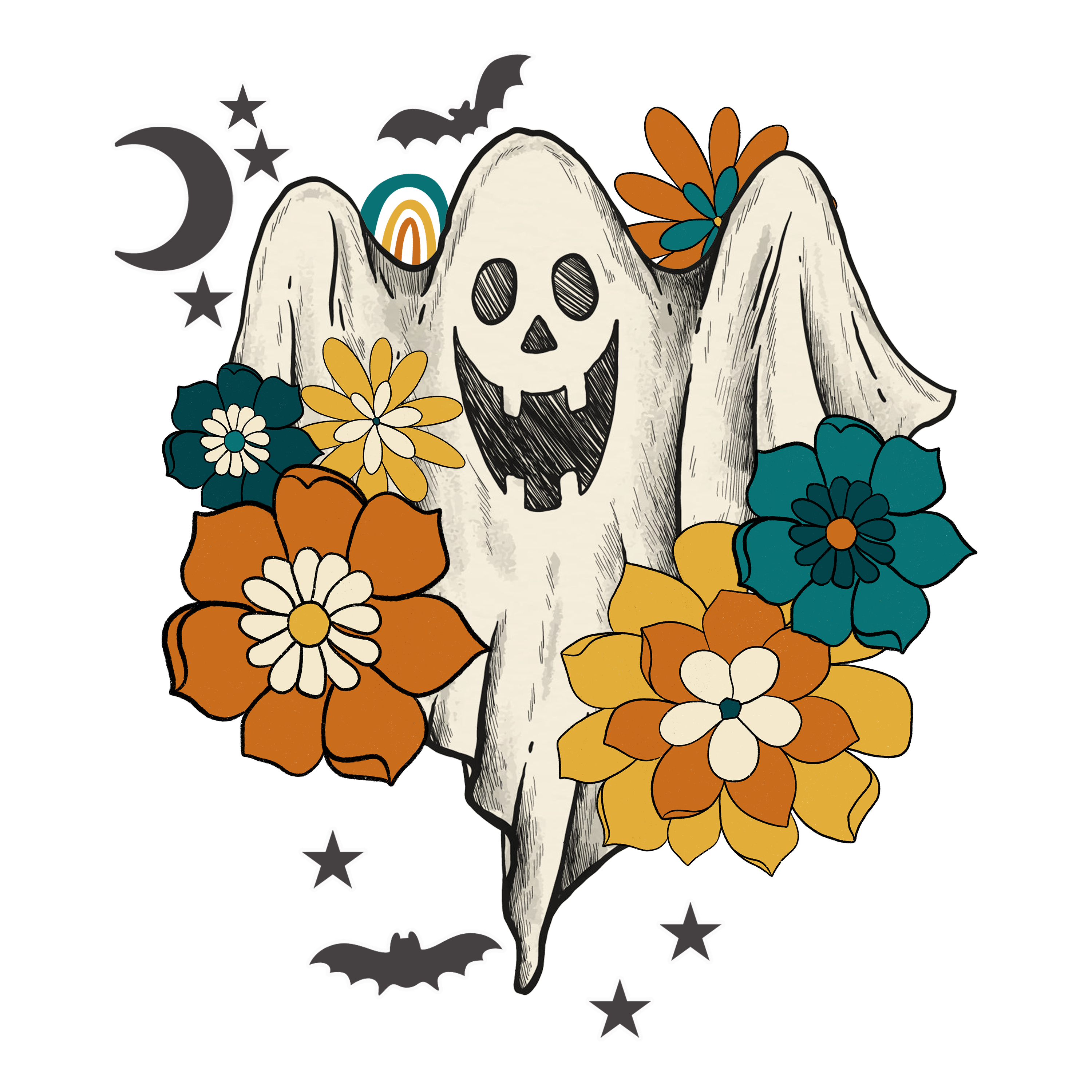 Sublimation Prints - Retro Floral Ghost - The Vinyl Haus Main image