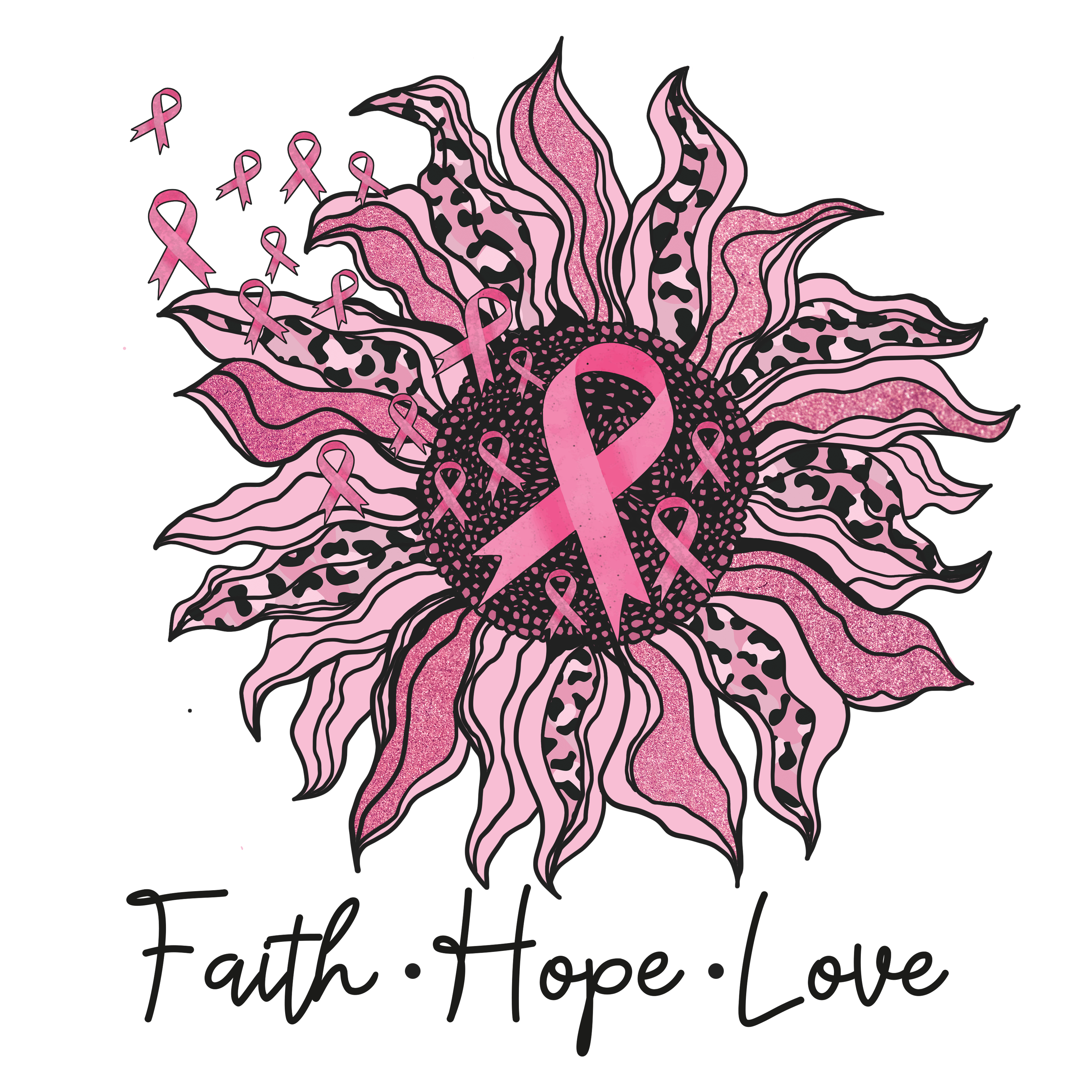 Sublimation Prints - Faith Hope Love Leopard Sunflower - The Vinyl Haus Main image