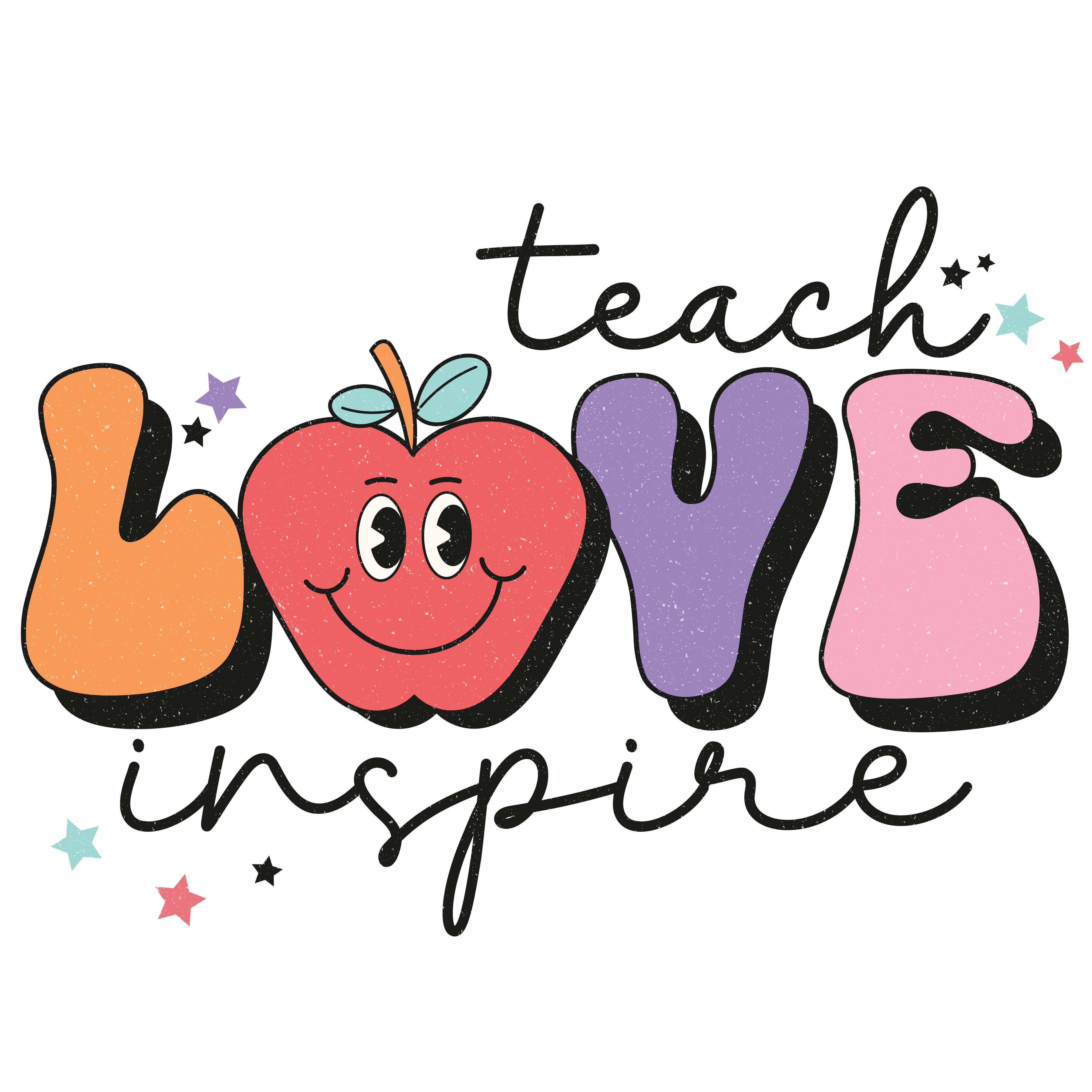 Sublimation Prints - Cute Teach Love Inspire - The Vinyl Haus Main image